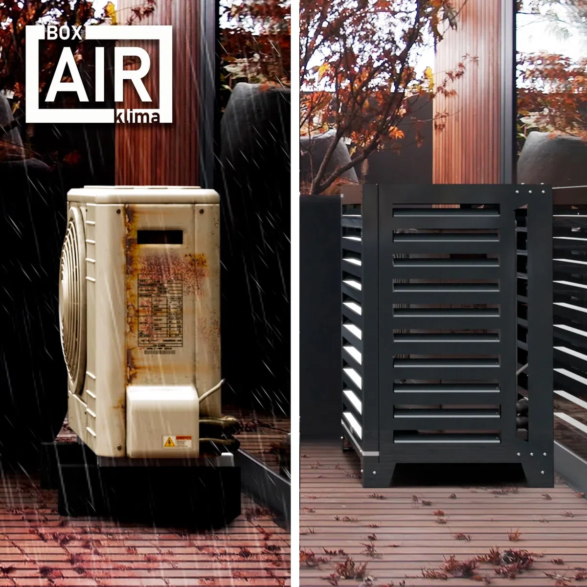 Box Air Klima Cover Clima Blade L Antracite – Copri Condizionatore Esterno in Alluminio Composito, Staffe INOX Regolabili, Installazione a Parete, Protezione Unità Esterna Grande