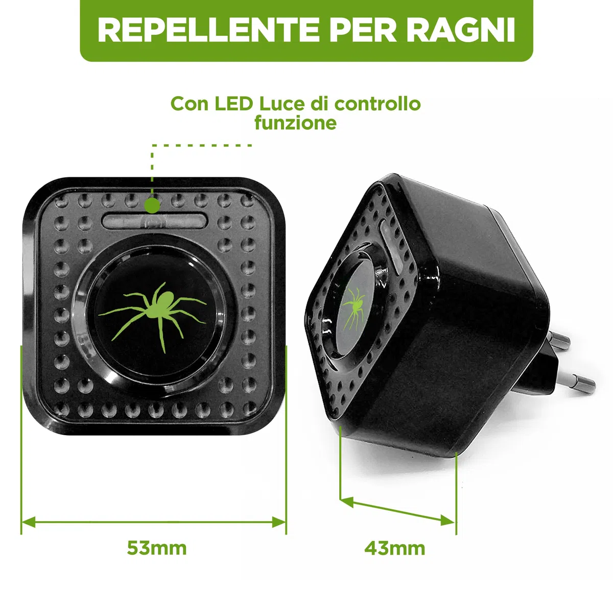 ISOTRONIC – Dispositivo repellente per ragni a ultrasuoni da collegare alla presa elettrica per scantinati e interni – Repellente per ragni con un raggio d'azione effettivo di 30 m² (5 pezzi)