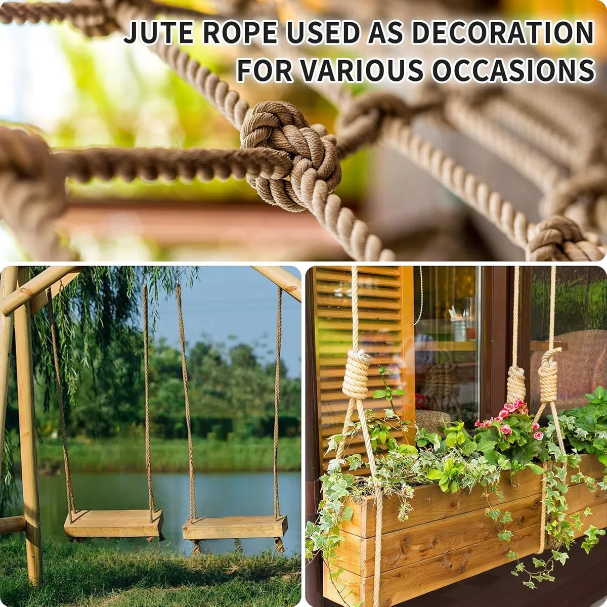 Corda Canapa 15M x 30mm, Spago di Iuta Naturale, Corda Juta per Decorazioni, Giardinaggio, Artigianato, Arrampicata, Tiragraffi per Gatti