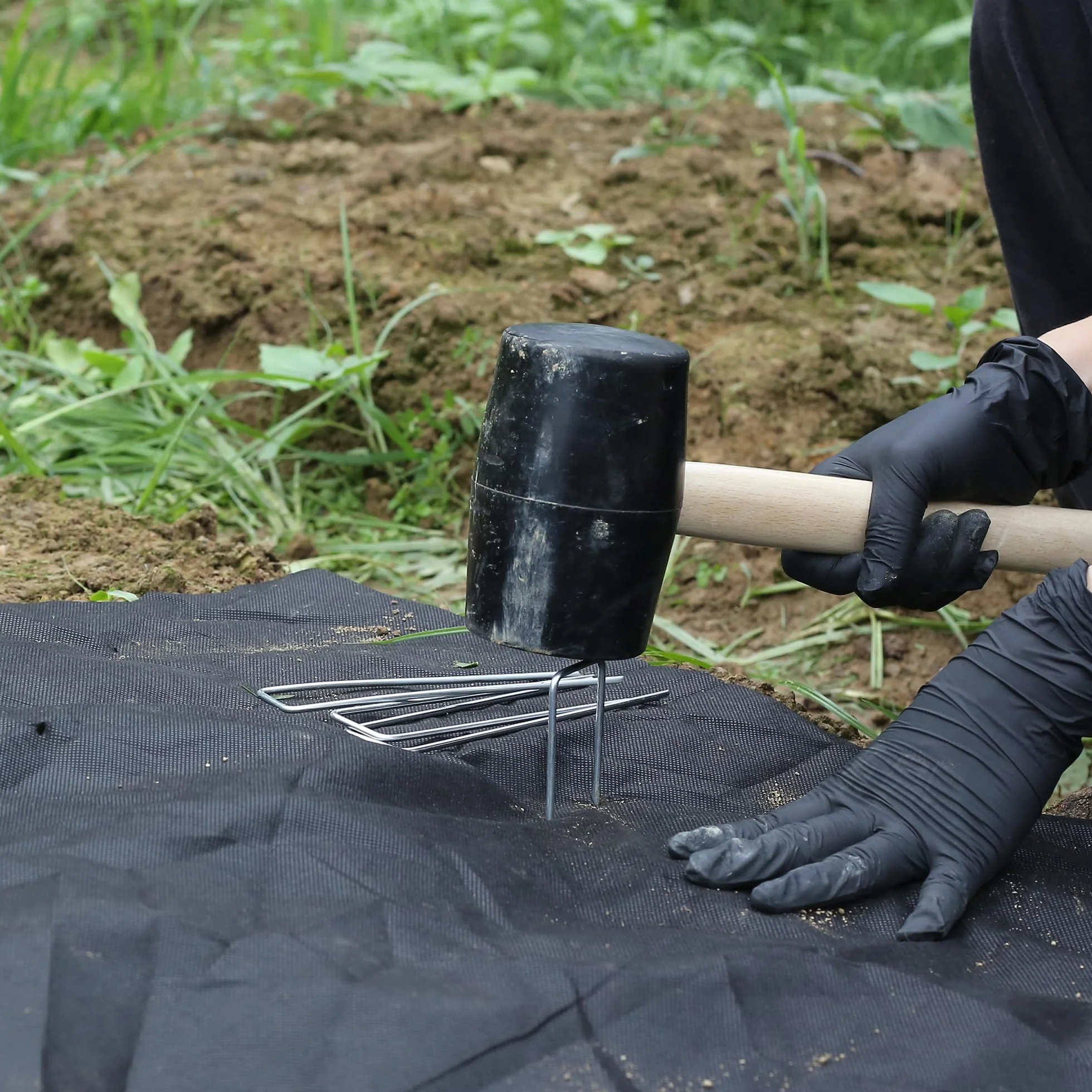 100 Pezzi 20cm Ø 3mm Spilli per Giardino Resistenti - Chiodi in Acciaio Zincato per Fissare Paletti per Ancorare Tessuto Antierba, Reti e Tubi con 1 Uncino a Punta