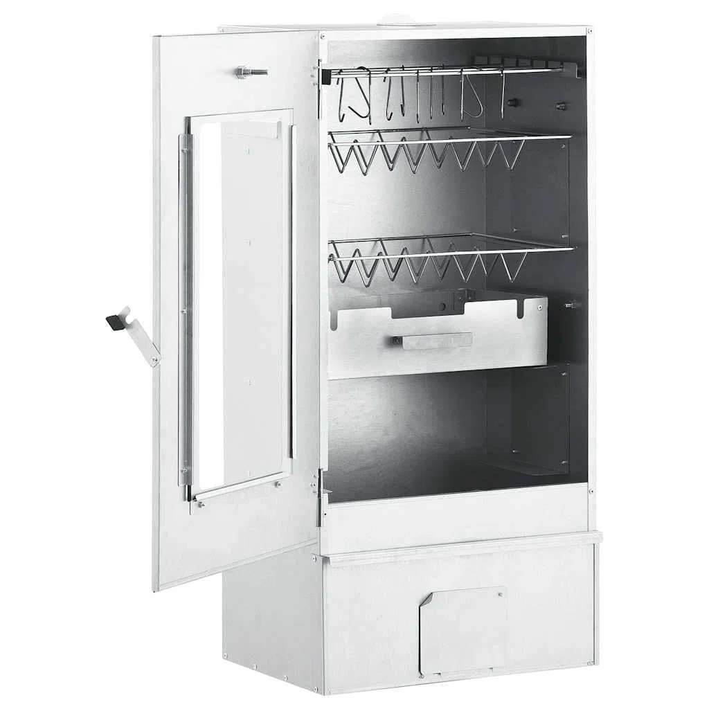 Generico Forno Affumicatore BBQ con Tavolino in Acciaio Zincato,Argento,18.56kg,3187616