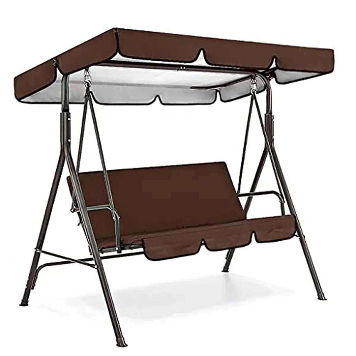 Tettuccio di Ricambio Universale per Dondolo da Giardino, Copertura di Ricambio per Dondolo A 3 Posti, Impermeabile Copertura Superiore per Giardino Sedia A Dondolo (164 * 114 * 15cm,Marrone)