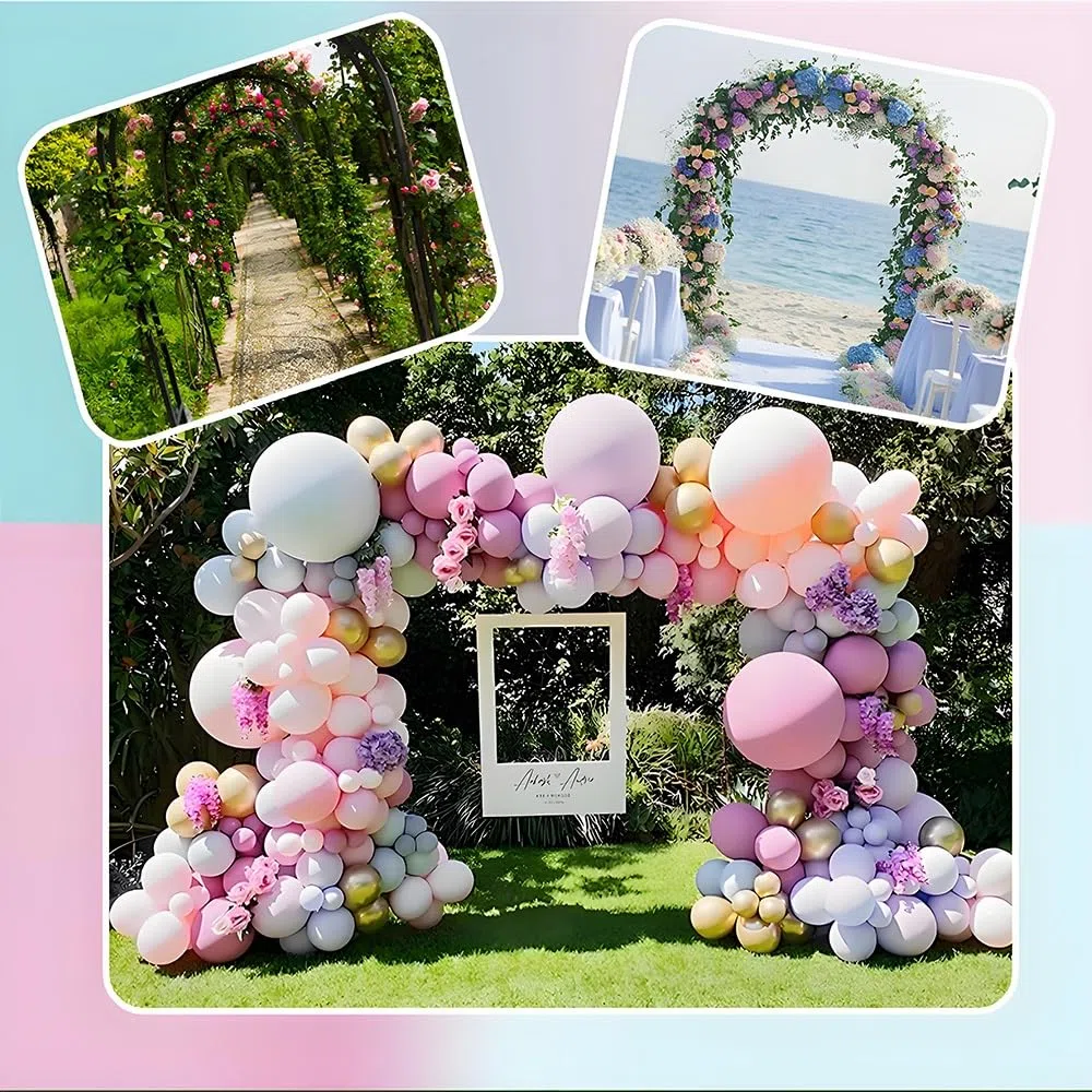 Arco da giardino in metallo, traliccio per piante rampicanti, supporto per glicine, pergola robusta per prato, decorazione per matrimoni, 140-280 cm, bianco, decorazione per esterni durevole