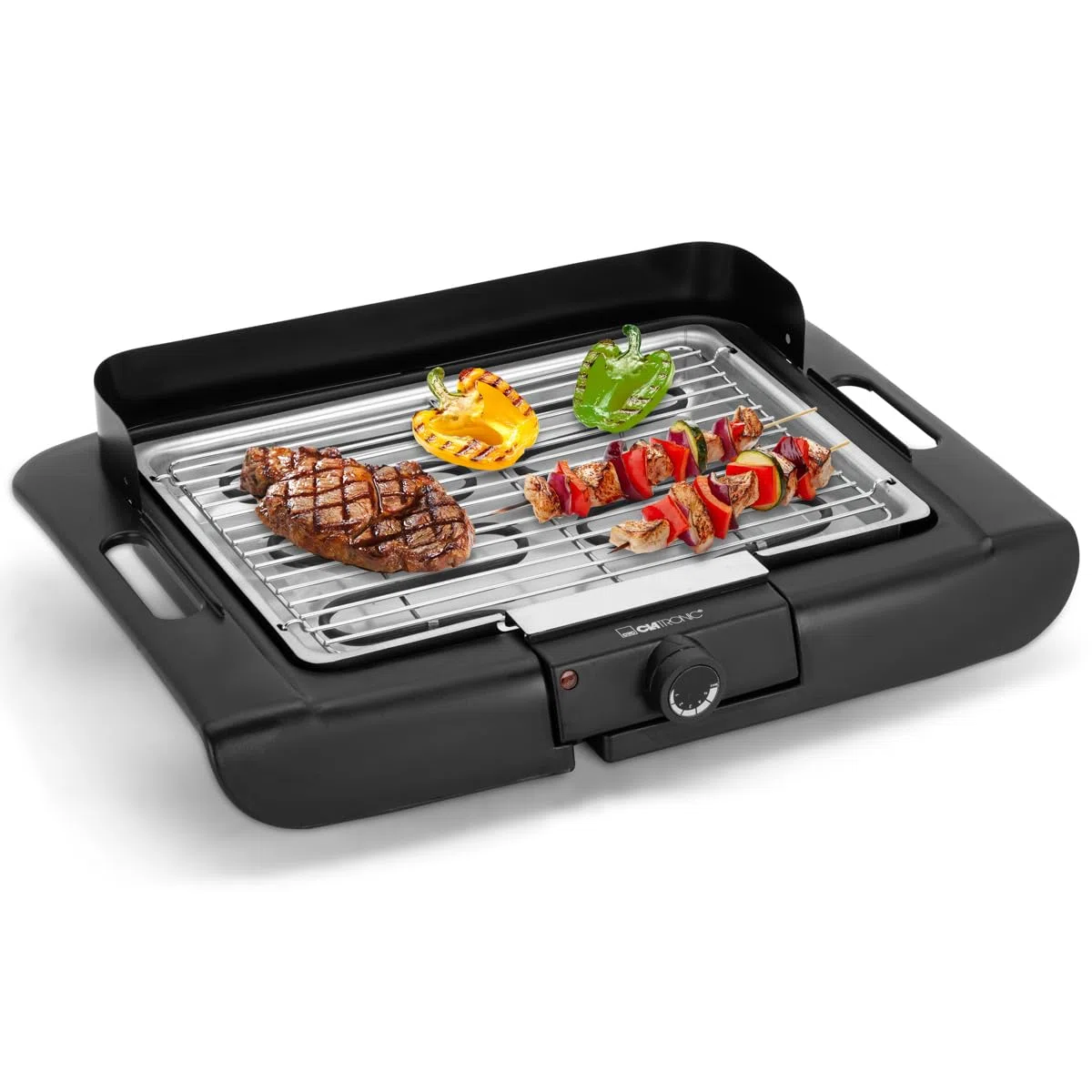 Griglia da tavolo per barbecue Clatronic | Griglia elettrica | Balcone e cucina | Griglia elettrica con paravento | Griglia con griglia cromata | Griglia da tavolo con involucro Cool Touch | BQ 3841