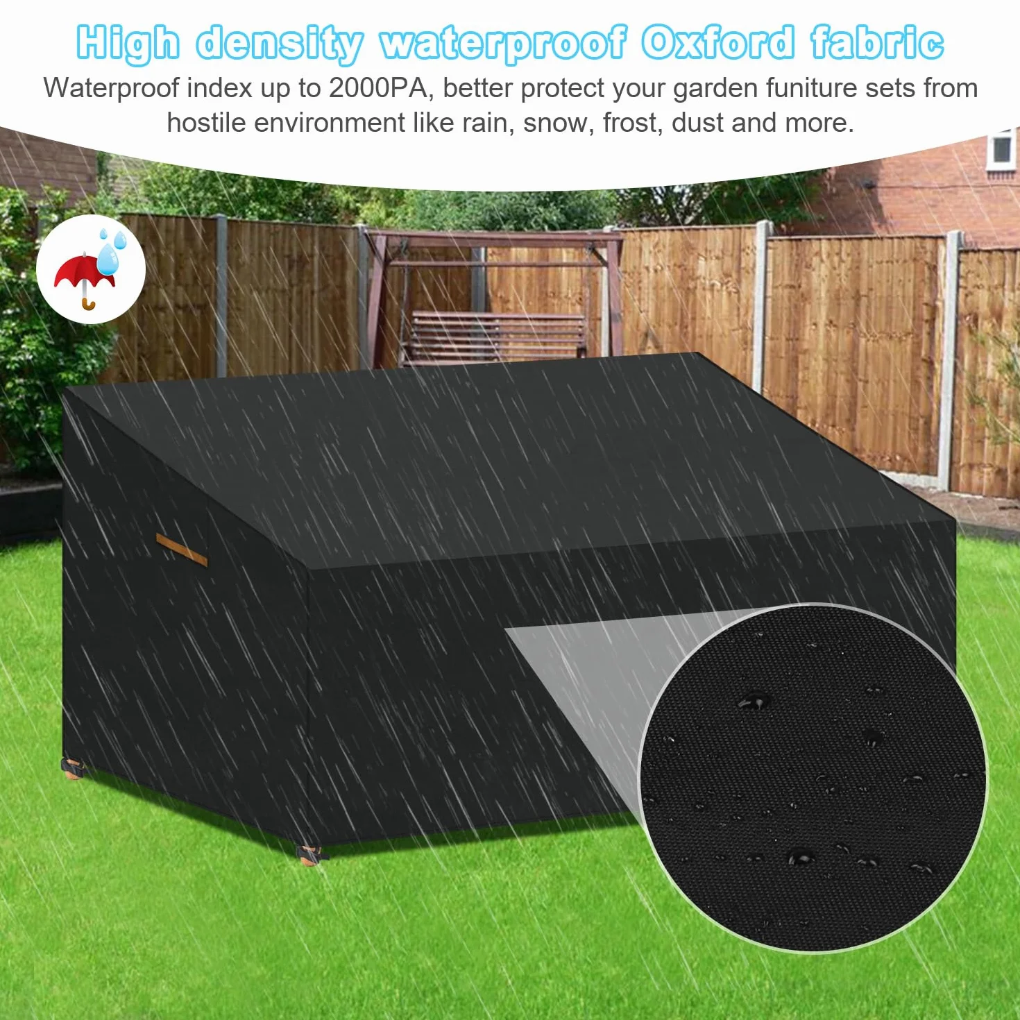 Copertura Divano Esterni 3 Posti Copridivano da Giardino, Telo Impermeabile Copri Divano da Esterno, Copertura Protettiva per Divano, Coperture per Panche da Giardino, 215x99x61/89cm