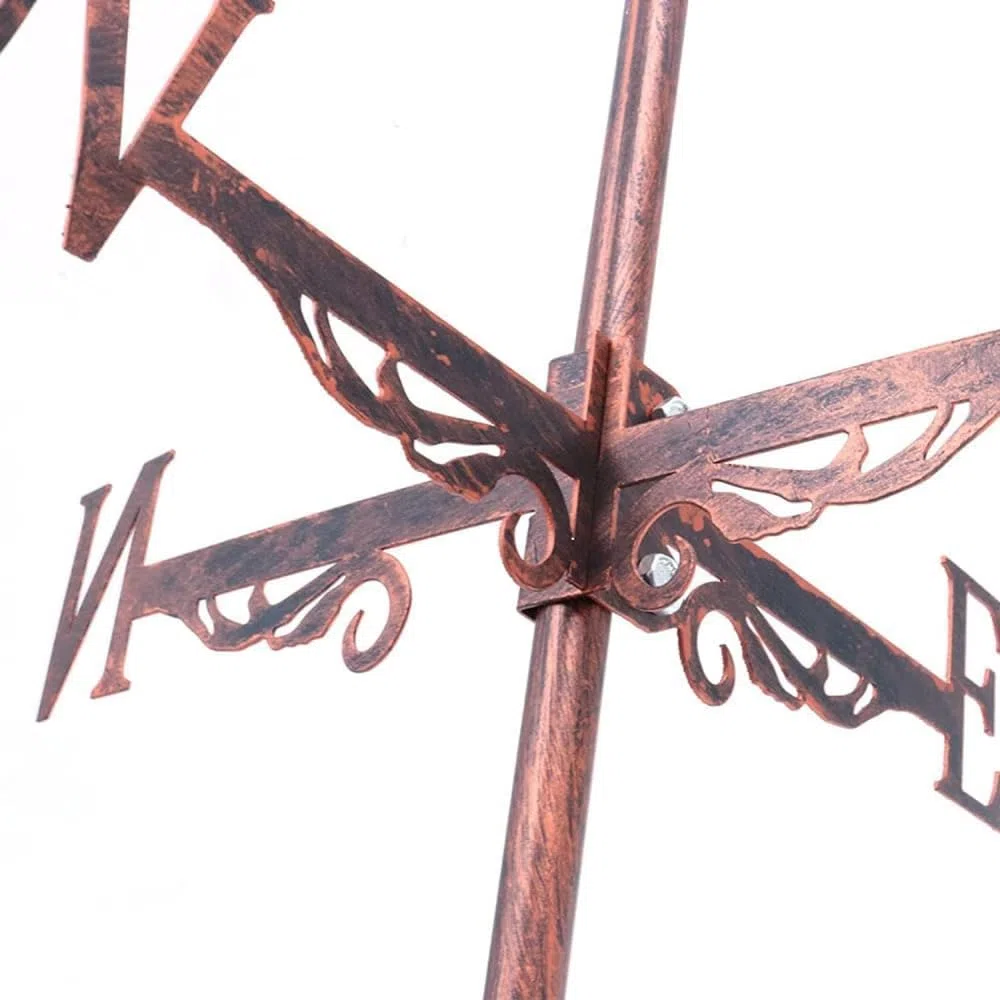 Segnavento in metallo sul tetto retrò a forma di gallo, indicatore di direzione del vento a banderuola per esterni, capannoni in ferro, cortile, tetto, fienili, decorazione