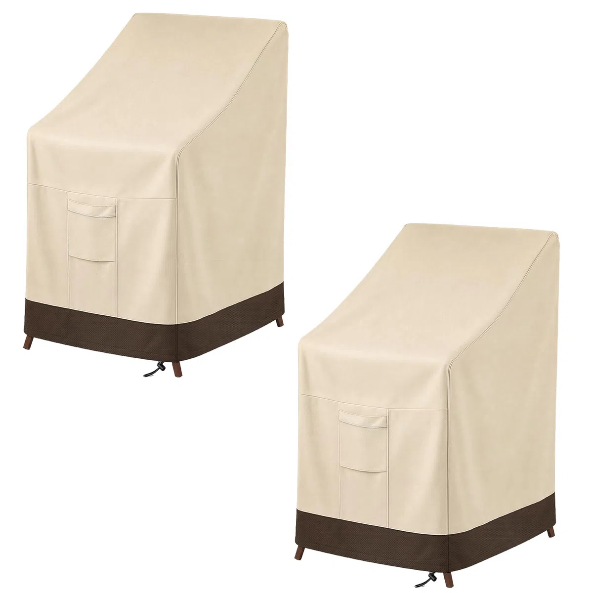 Vailge Coprisedia impilabile da patio, 100% impermeabile, resistente, per mobili da giardino, adatto per 4-6 sedie da pranzo impilabili, confezione da 2 pezzi, 91 x 71 x 119 cm, beige e marrone