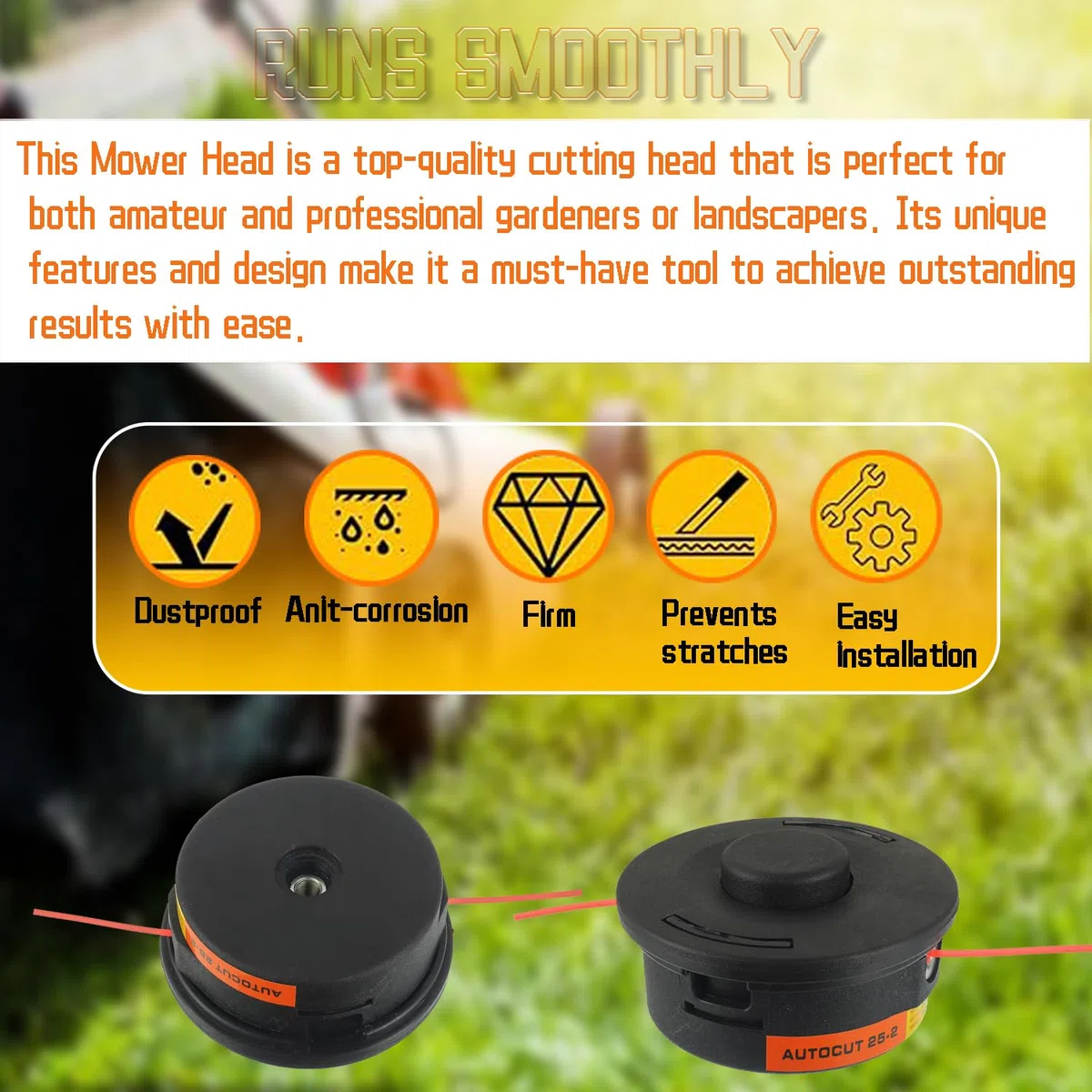 Trimmer Testina Autocut 25-2 Testa Falciante Bombata per Stihl FS100 FS106 FS108 FS100RX FS110 FS120 FS130 FS200 FS300 FS350 FS450 FS550 KM55 KM85 KM90 FR106（2 Pezzi）