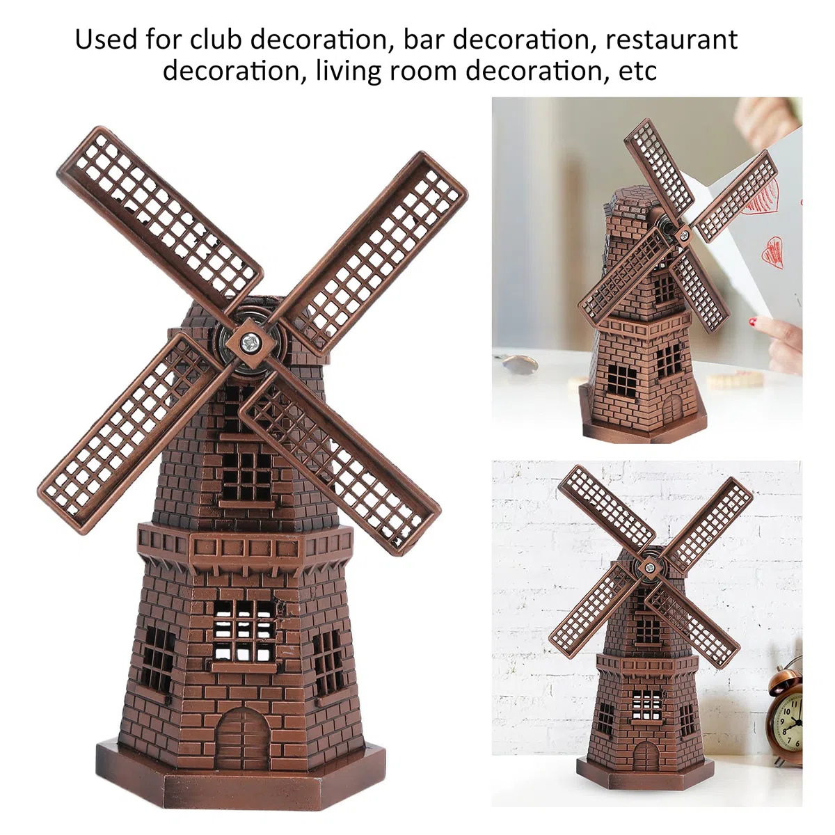 Statua del Mulino a Olandese, Modello di Mulino a Olandese in Legno, Mini Ornamenti Artigianali in Bronzo Rosso per Bambini, Adolescenti e Adulti