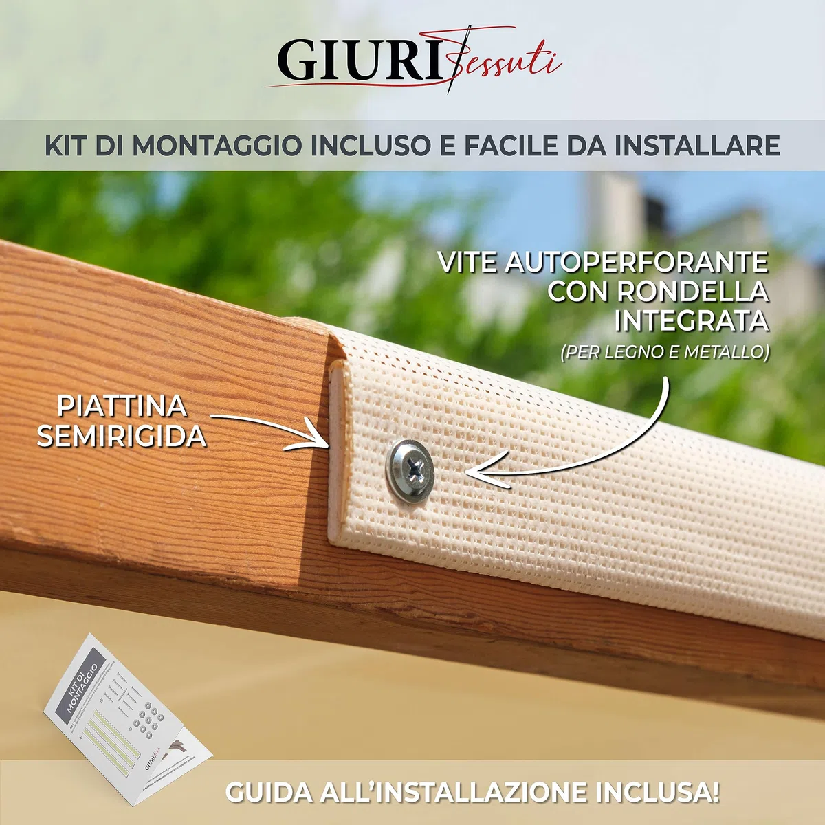 Giuri Tessuti - Fasce in PVC Microforato Mesh per Copertura ad Onda di Gazebo e Pergola - Telo ombreggiante ignifugo (Champagne, 60x450cm)