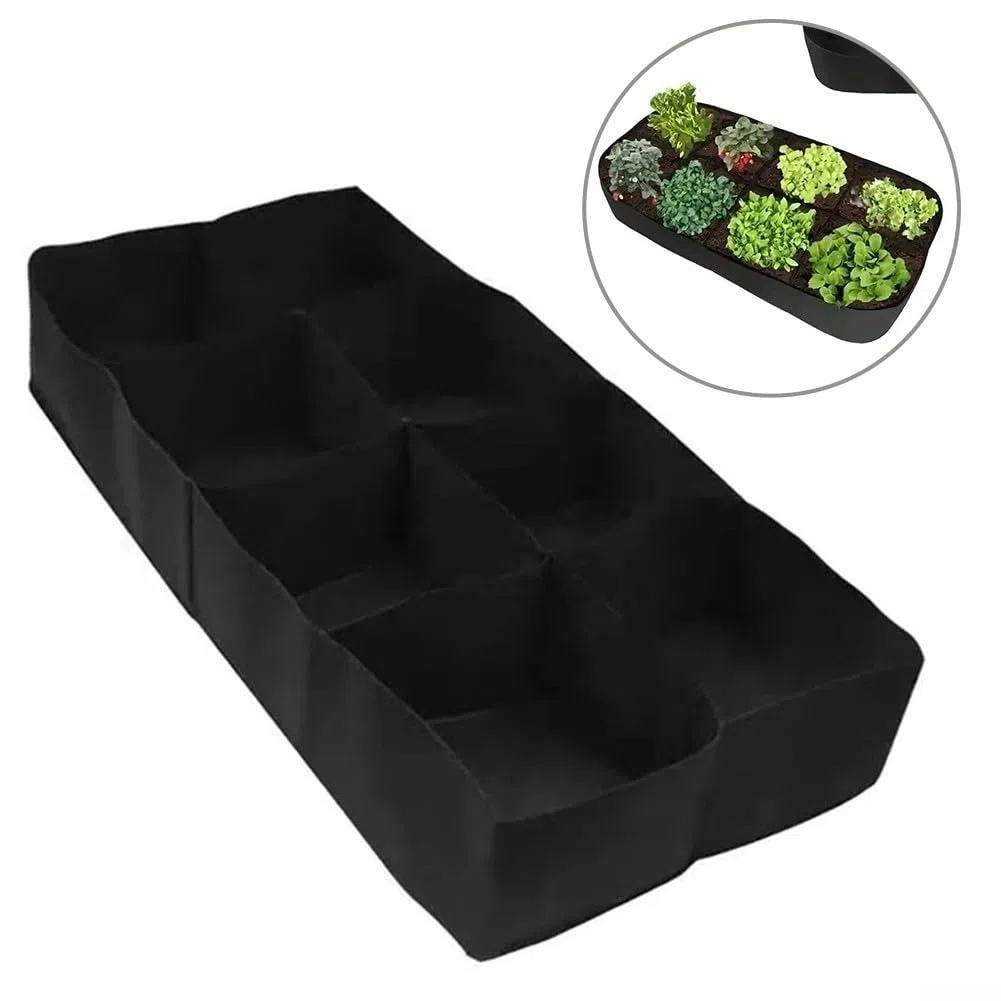 Letto da giardino rialzato in tessuto per esterni, con 8 griglie, ideale per piantare patate, verdure e fiori con ventilazione efficiente (2 pezzi, 120 x 60 x 30)