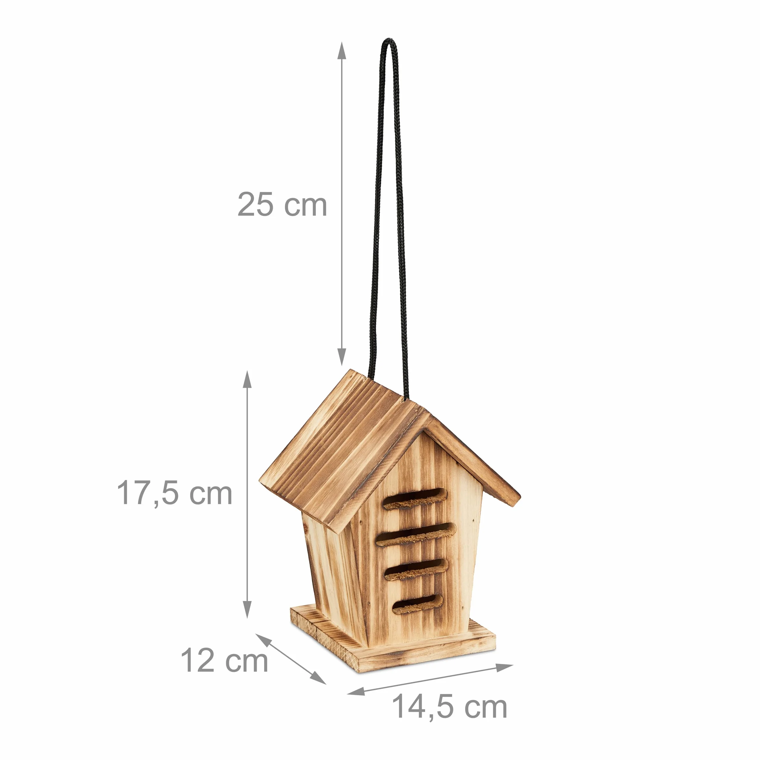 Relaxdays Casetta per Coccinelle, Set da 2 Case in Legno Fiammato da Appendere in Giardino, Hotel per Insetti, Marrone