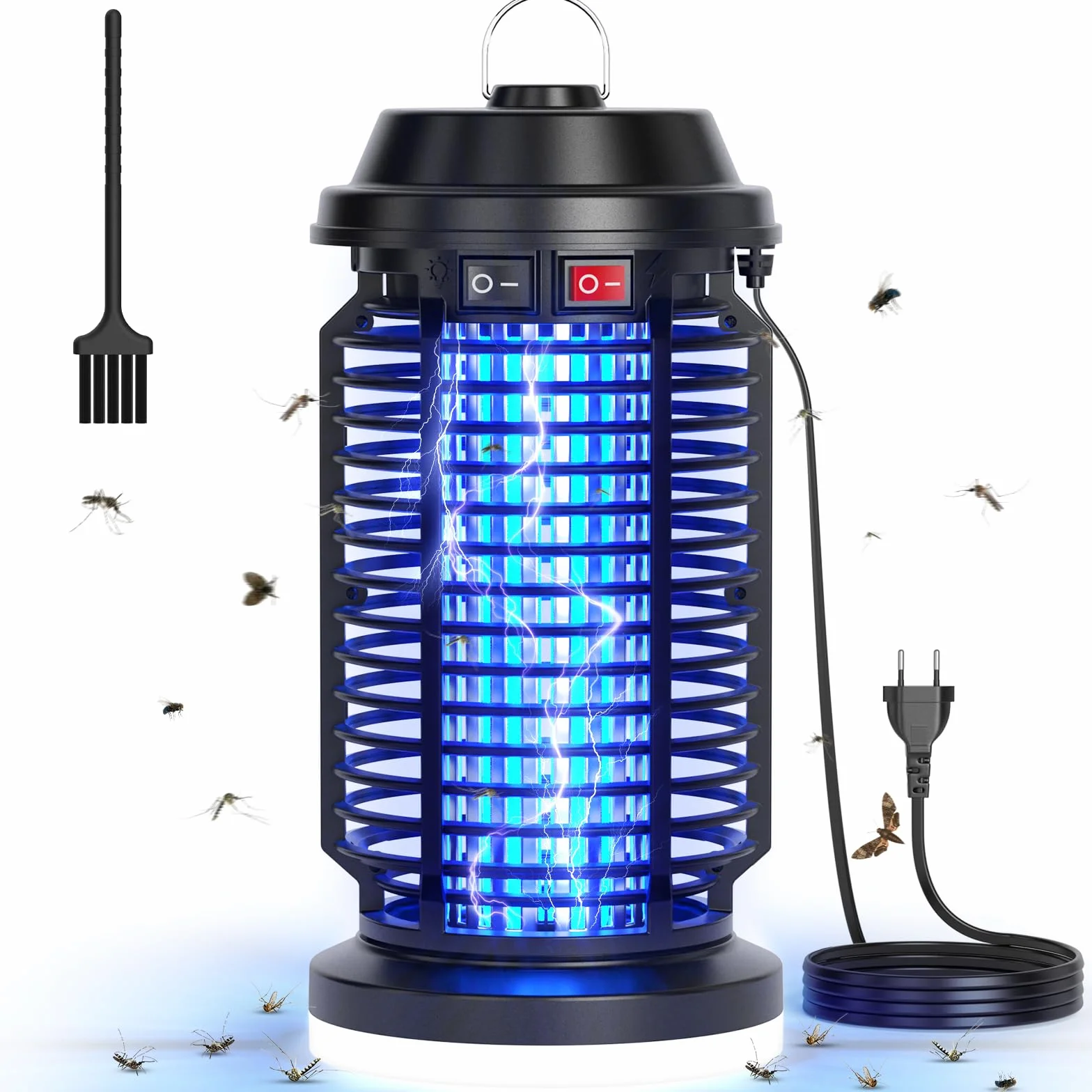 YISSVIC Lampada Antizanzare Elettrica 4200V con Luce LED, Impermeabile IPX4, Zanzariera Elettrica, Trappola UV per Zanzare per Giardino, Esterni e Interni, con Spazzole di Pulizia - Efficace e Sicura