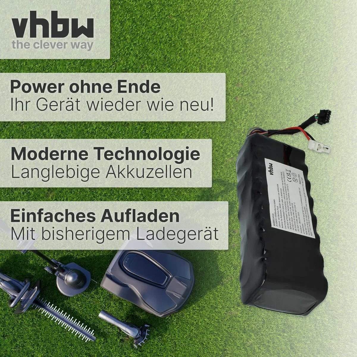 vhbw batteria compatibile con Robomow Premium RS635 Pro S, RS635, RS612, RS630, RS622 rasaerba 6000mAh 25,6V LiFePO4