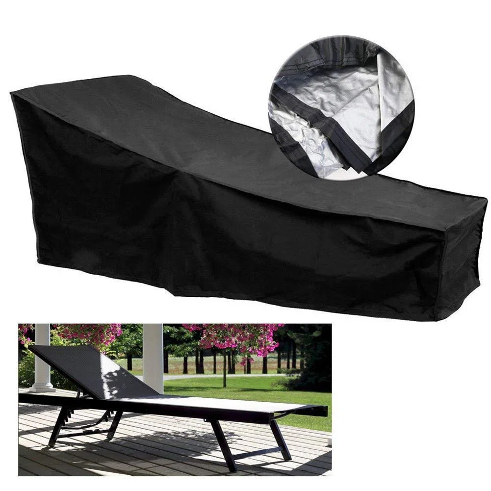 Copertura impermeabile per lettino prendisole da giardino, antivento, anti UV, protezione per mobili da giardino in rattan, 208 x 76 x (41-79) cm (marrone e beige)