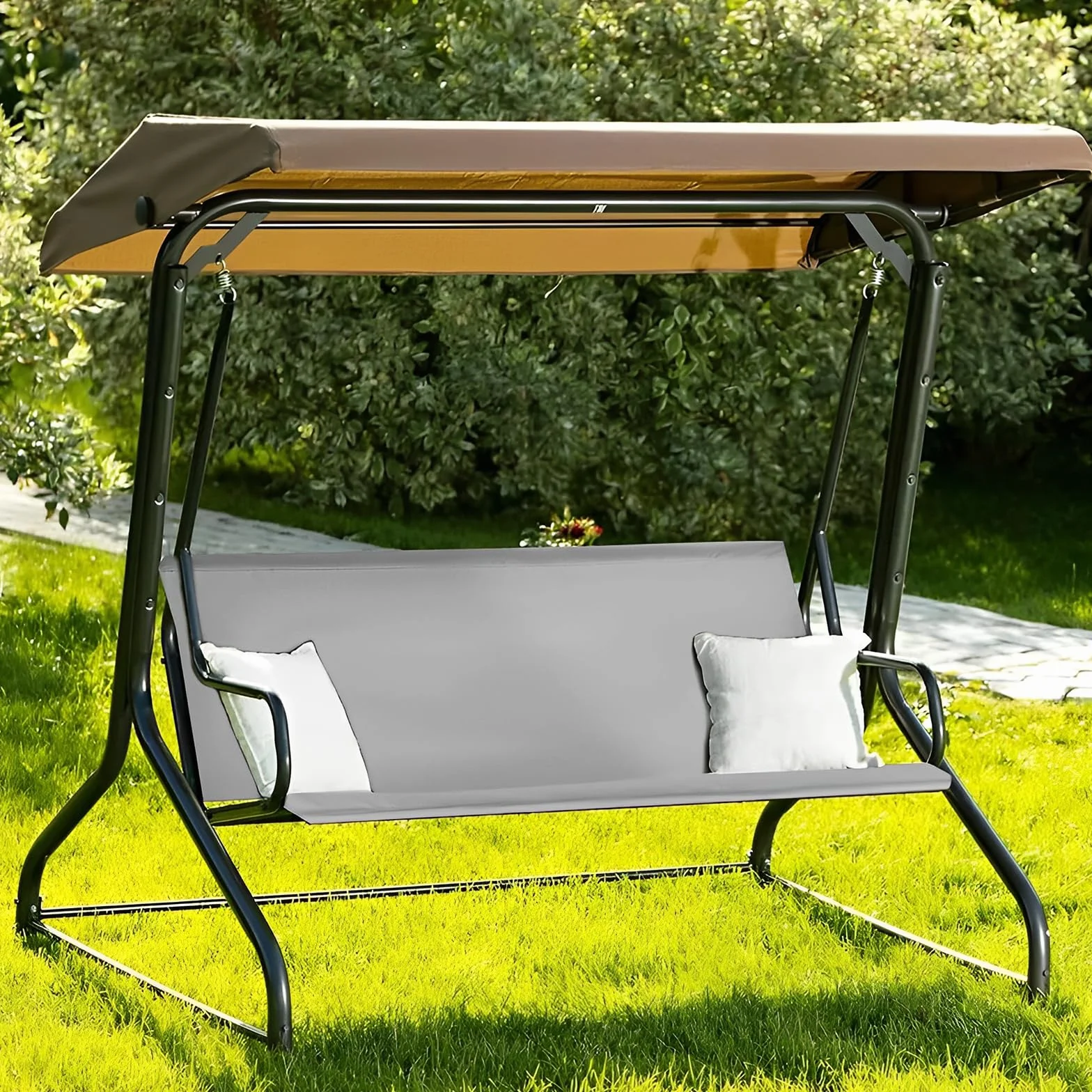 Copri sedia da giardino impermeabile per dondolo Hollywood, rivestimento per sedia da giardino (grigio, 115 x 48 x 48 x 48 cm)