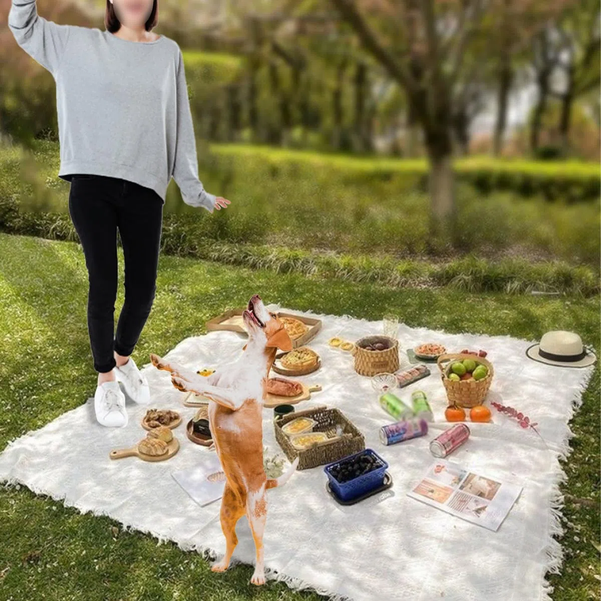 Coperta da picnic Boho, coperta da spiaggia impermeabile e lavabile, tappetino da spiaggia, coperta da campeggio per esterni/picnic/giardino/campeggio, bianco 90x180 cm (White)