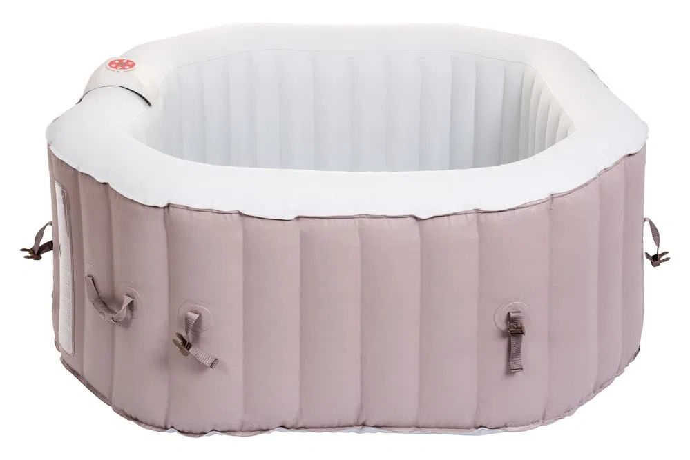 Belatrix Luxury 125 - Vasca idromassaggio portatile (gonfiabile), colore beige, set con base e copertura termica