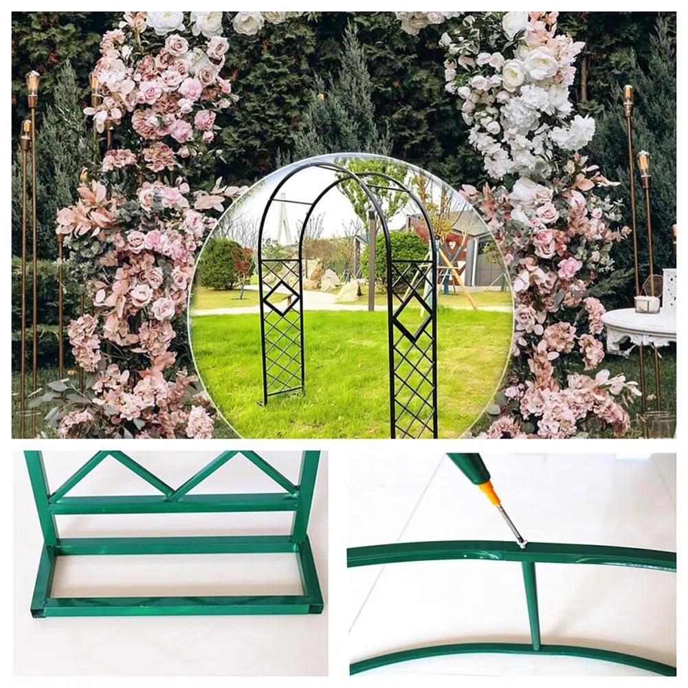 Arco in metallo marrone per piante rampicanti, addensato, decorazione per cerimonia nuziale, decorazione per prato e giardino, sfondo per feste e vacanze (W200 x H230 cm)