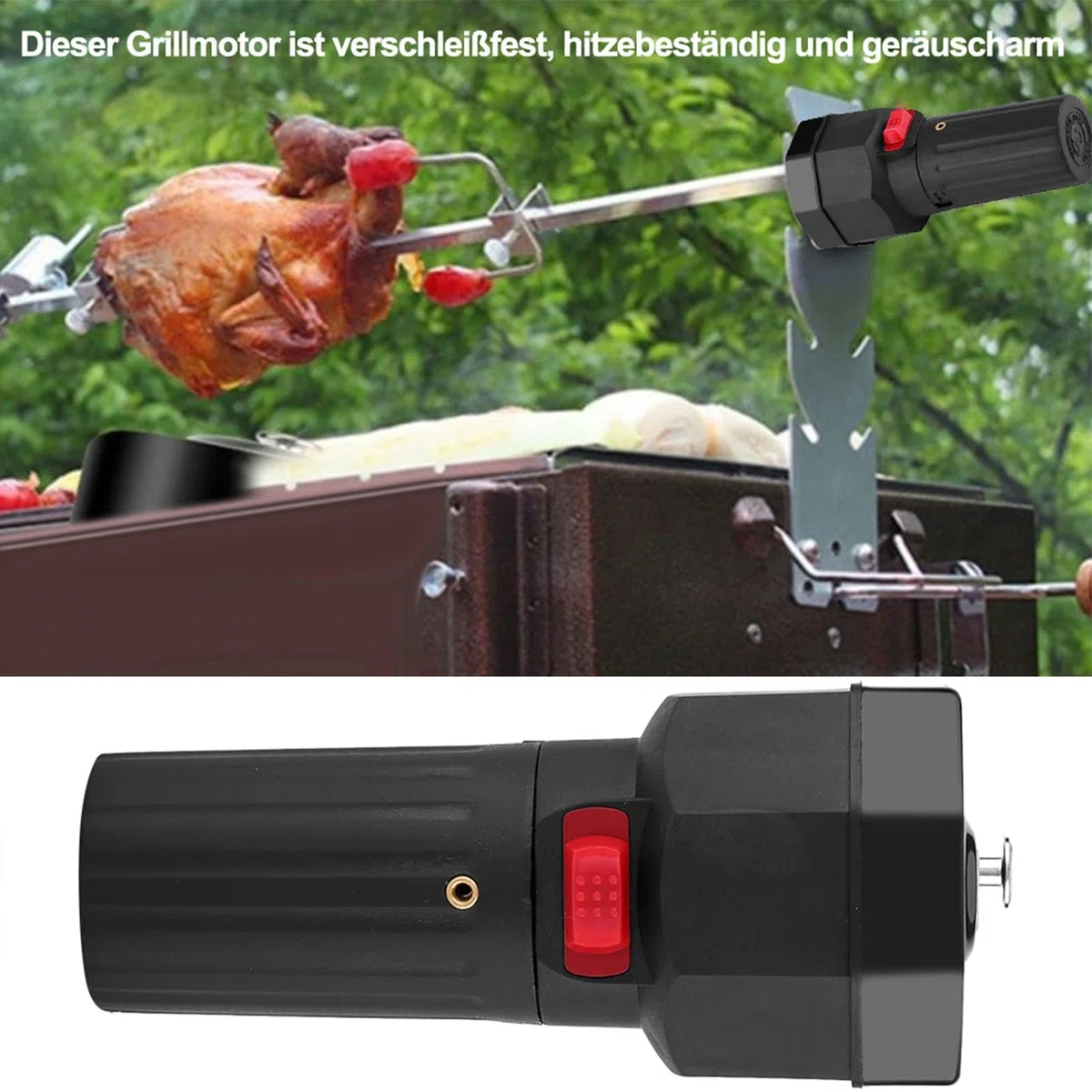 Pilipane Motore per girarrosto Elettrico 12V Motore per arrosti per Barbecue in plastica Nera Alimentato a Batteria con di velocità variabile Basso Rumore e Forte capacità di carico per