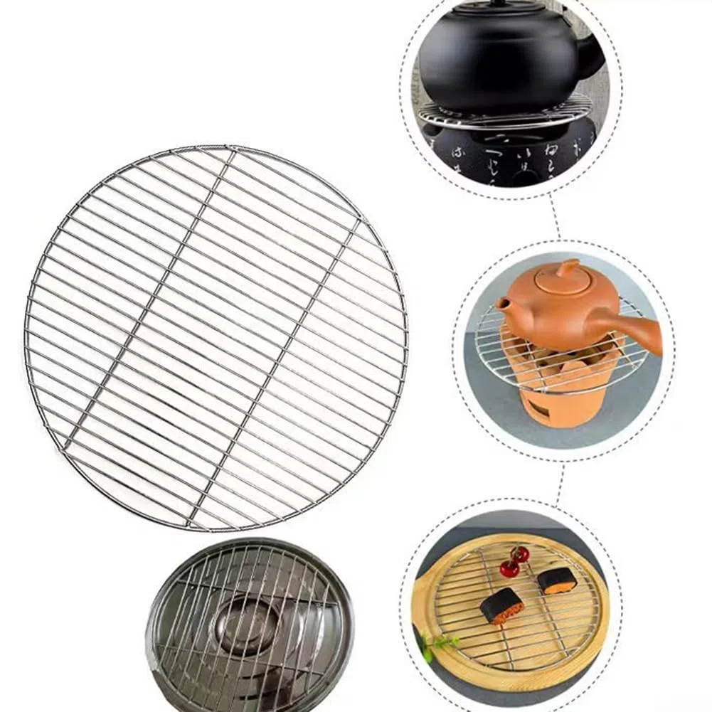 Griglie rotonde in acciaio inox per barbecue, griglie in metallo, tappetini per cottura a vapore barbecue (40 cm)