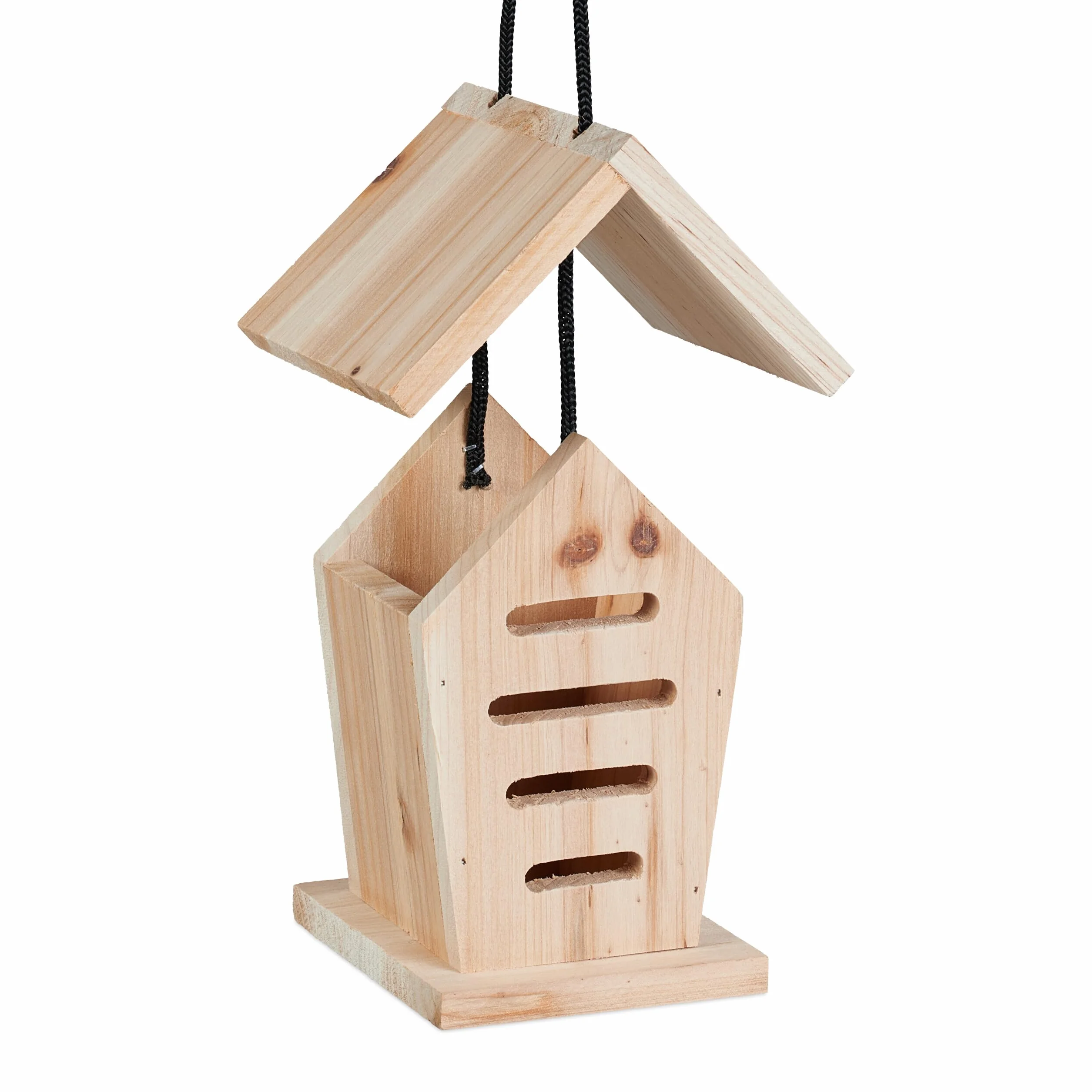 Relaxdays Casetta per Coccinelle, Set da 2 Case in Legno Grezzo da Appendere in Giardino, Hotel per Insetti, Naturale