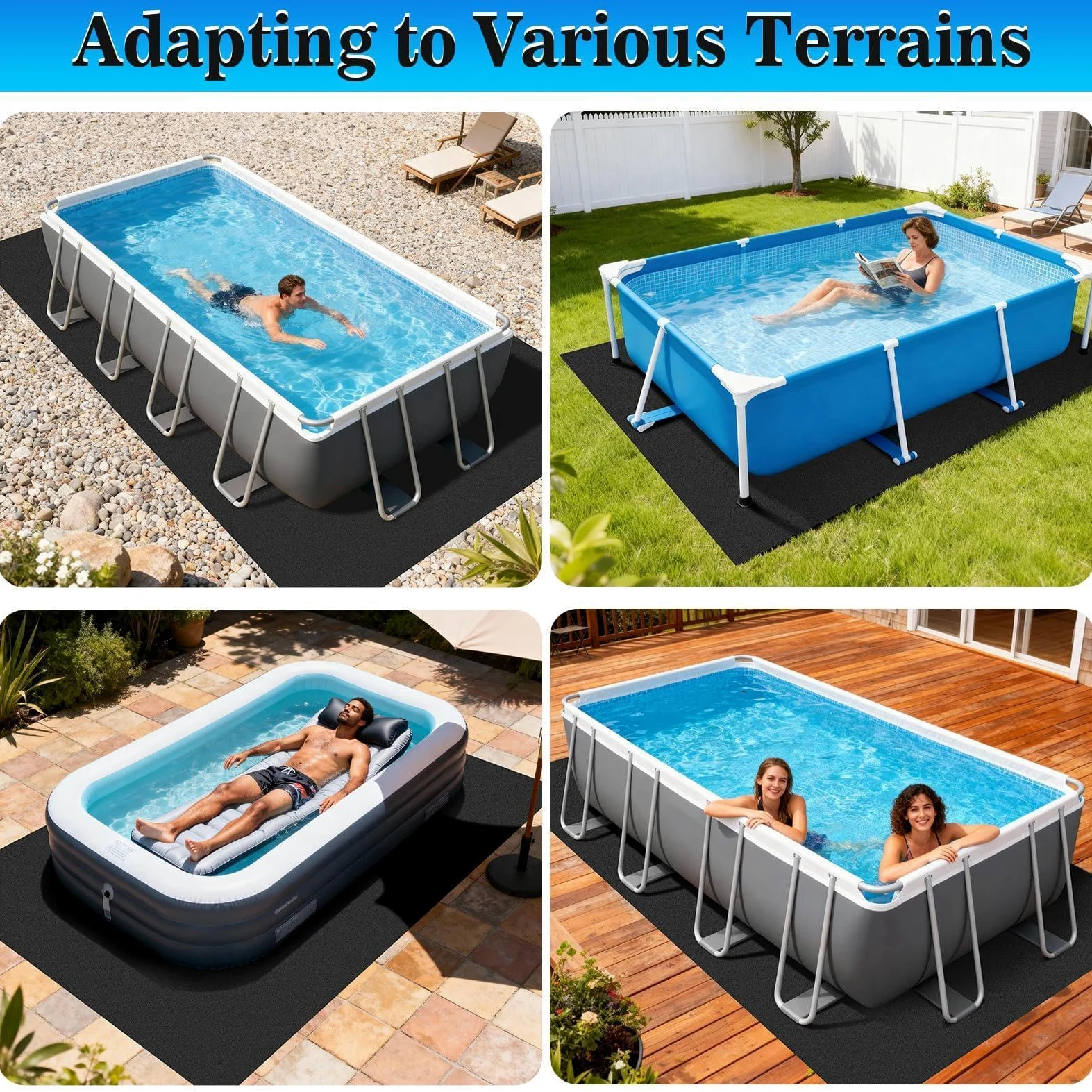 Tappetino Sotto Rivestimento Piscina e Resistente Antiperforazione Quadrato | Tappetino Protettivo per Fondo Piscina per Casa Libero Ville Hotel Giardino Cortile Patio Comunità