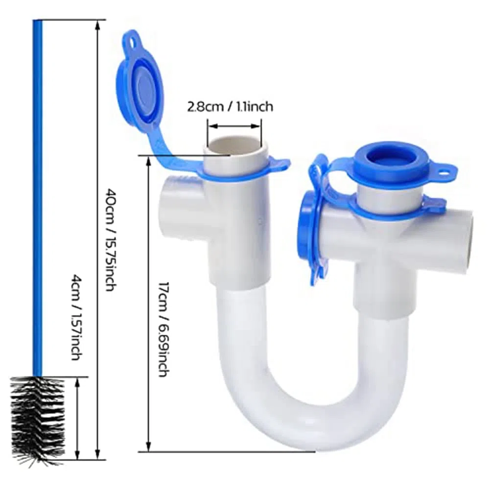 Loufy Confezione da 2 sifoni per condensa standard da 3/4 pollici con per la pulizia da 40,6 cm, trappola a U in PVC trasparente per sistemi HVAC, condizionatori d'aria