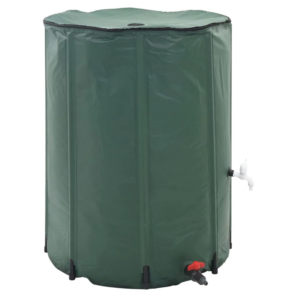 Serbatoio dell'acqua piovana, 250 l, pieghevole, in PVC, verde, con tubo da giardino e rubinetto, per irrigazione e irrigazione automatica di piante e ortaggi