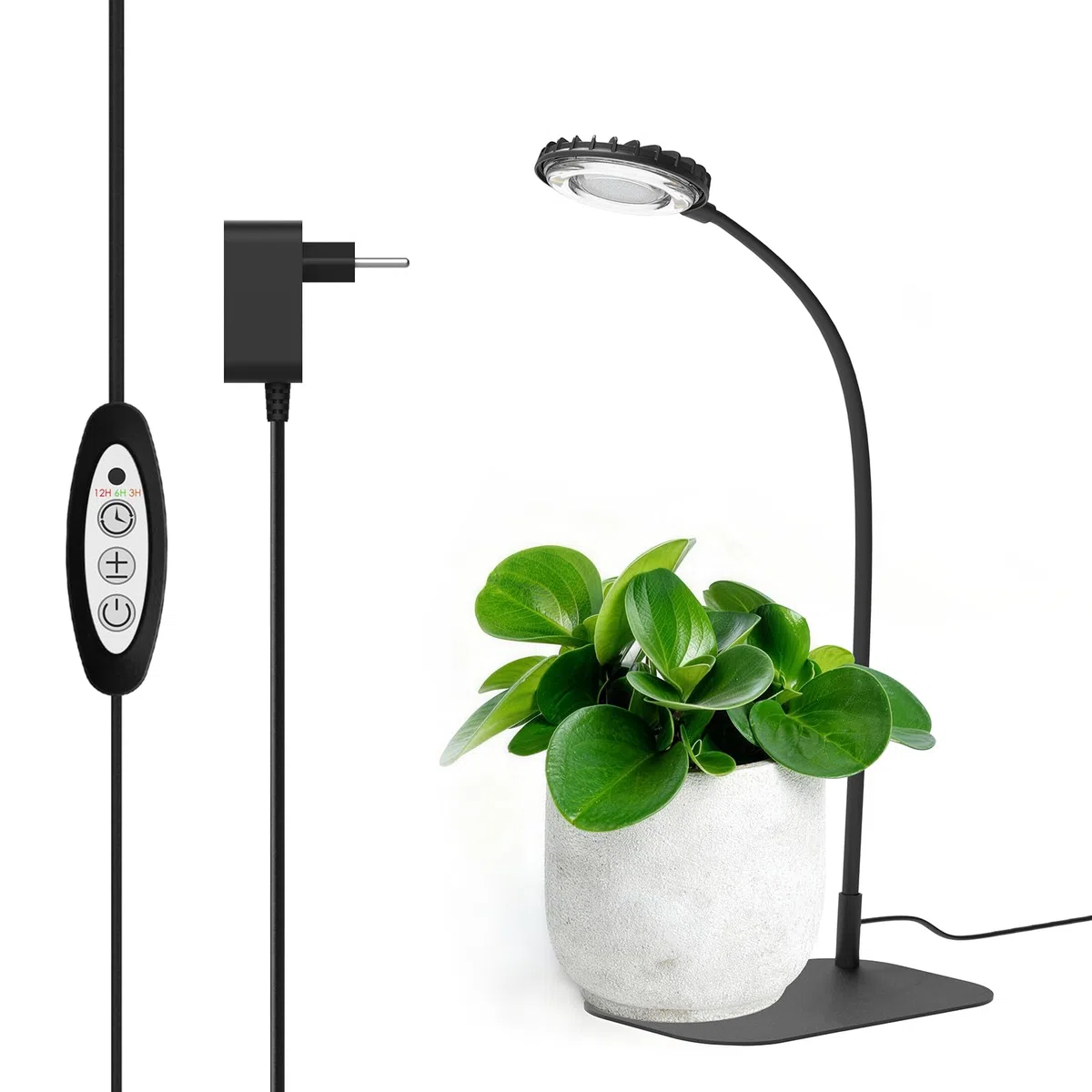 SANSI Lampada LED per Piante da Interno, 12W Lampada da Coltivazione a Spettro Completo Dimmerabile con Timer da 3/6/12H, 4 Livelli di Luminosità, Ideale per Vasi da Tavolo, Giardinaggio Indoor