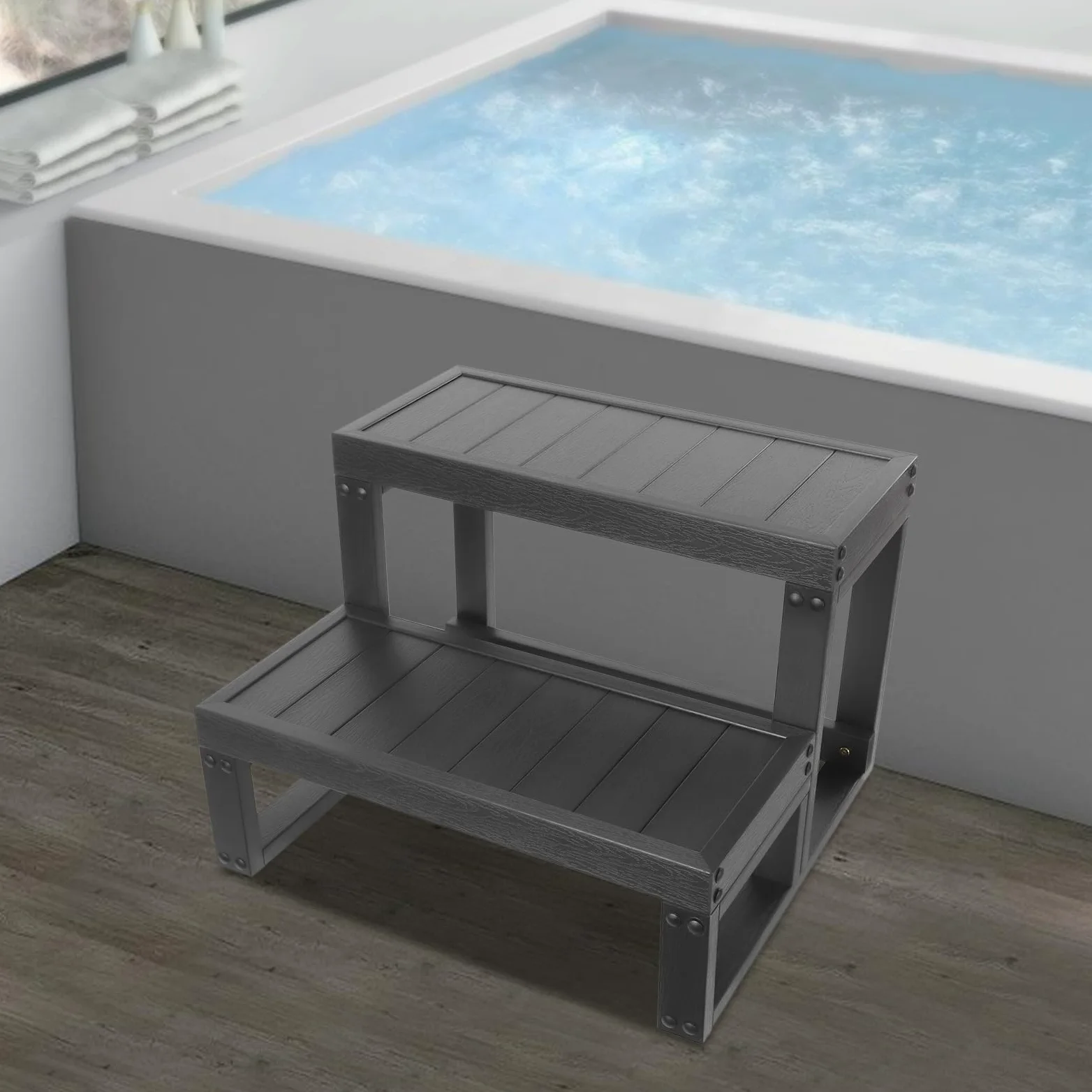 Base per vasca da bagno, vaso, bordo idromassaggio, scala idromassaggio, scala antiscivolo per diversi tipi di vasche idromassaggio, 60 x 54 x 42,3 cm