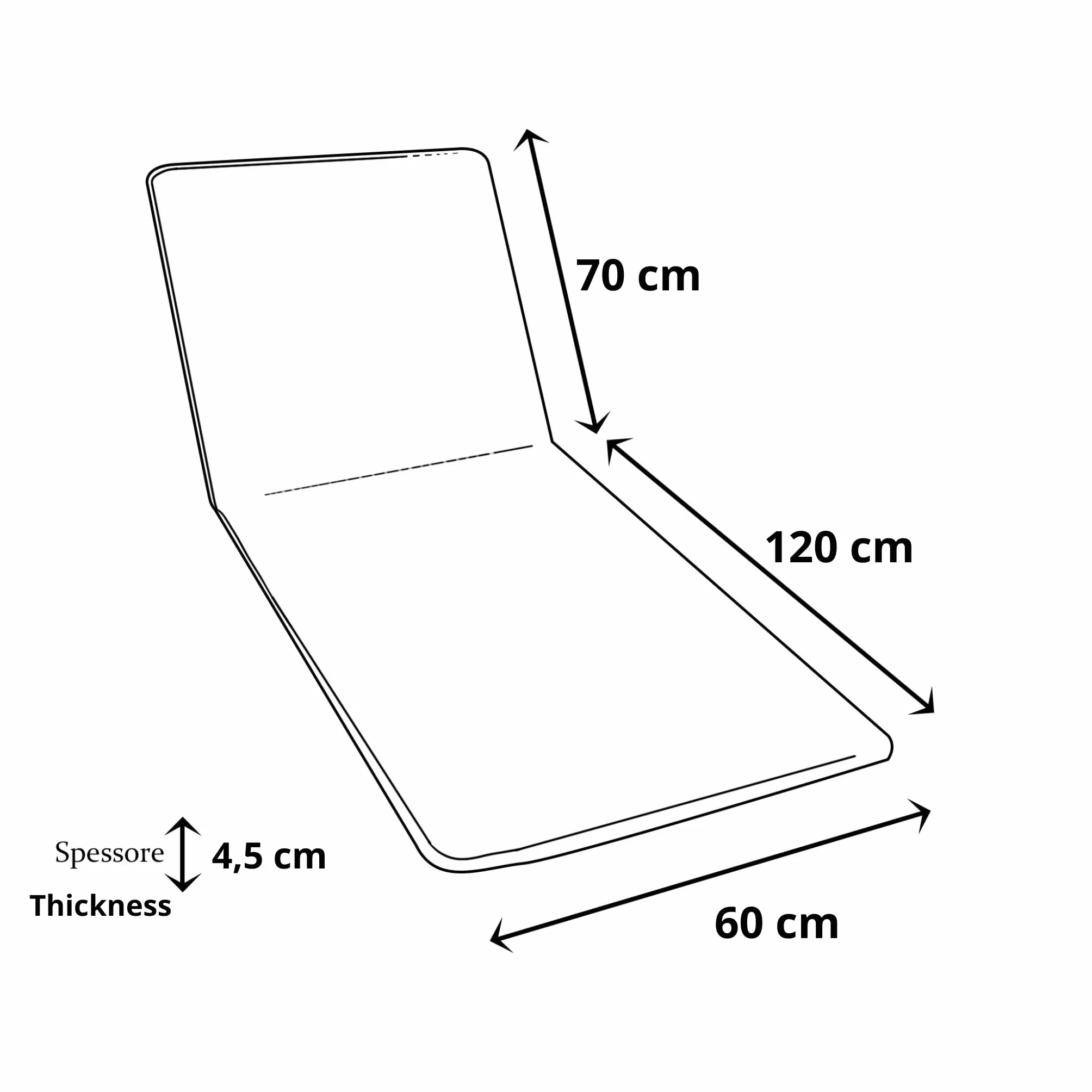 Il Tuo Artigiano Design uscino Imbottito per Lettino Prendisole Artigianale Totalmente Sfoderabile made in Italy - 190x60 cm (Bianco)