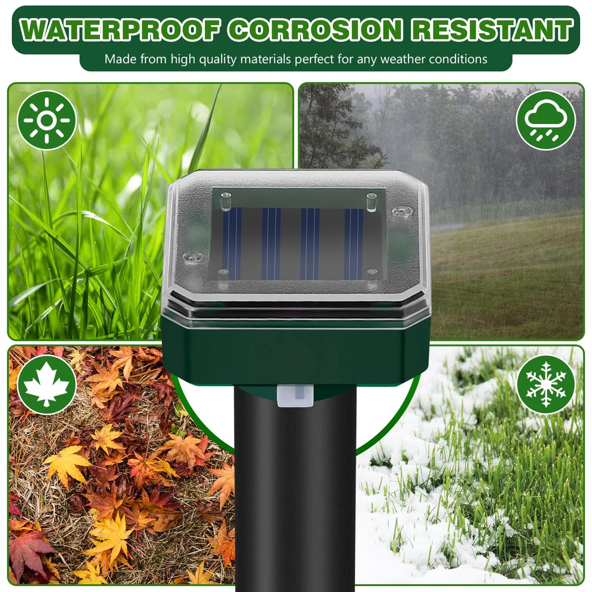 Scaccia Talpe Solare 4 Pezzi, Batteria Ricaricabile da 600mAh, Ultrasuoni Repellente Impermeabile per Talpe, Topi, Serpenti e Gopher, Efficace fino a 360 m², Ideale per Giardini, Prati e Aree Esterne