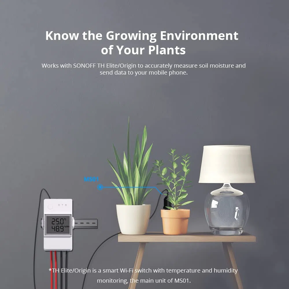 SONOFF MS01 IP55 impermeabile intelligente flora suolo monitor giardino pianta cura suolo erba umidità tester sensore DIY fiore giardinaggio tester