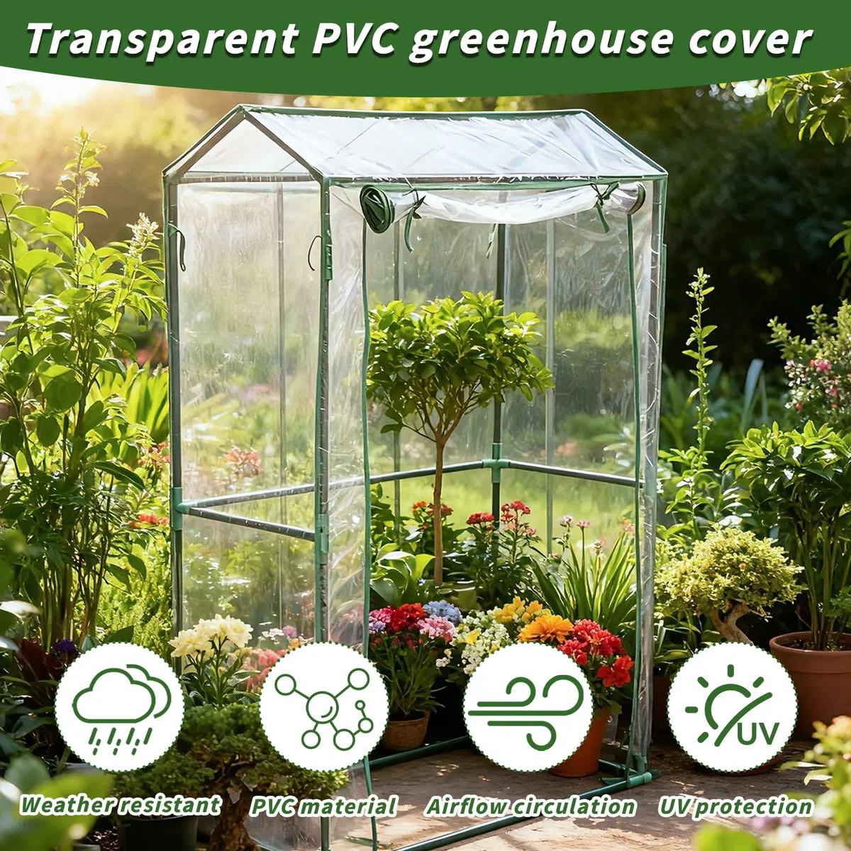 Chiaro PVC Piccolo Copertura della Casa, 100x50x150cm, Serra da Giardino, Serra da Balcone, per Prevenire Danni alle Piante Causati dal Gelo, Cornice non Inclusa