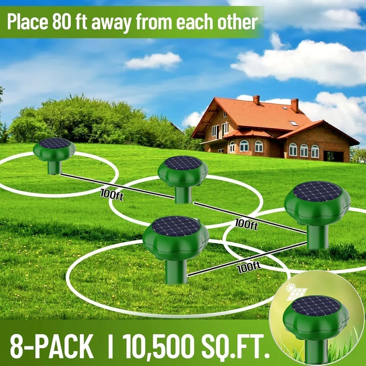 Scaccia Ultrasuoni Solare, Repellente Ultrasuoni Solare con Impermeabile, Impermeabile IP66 per Giardino, Cortile e Fattoria, Repellente per Talpe