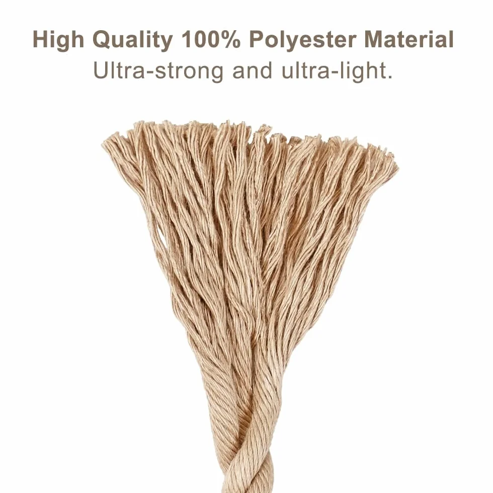 BeneLabel Corda per altalena per albero con gancio, 1,5 m, cinghie in poliestere (181,4 kg) per sedie sospese all'aperto, set di accessori, fino a 1134 kg, diametro 10 mm, naturale