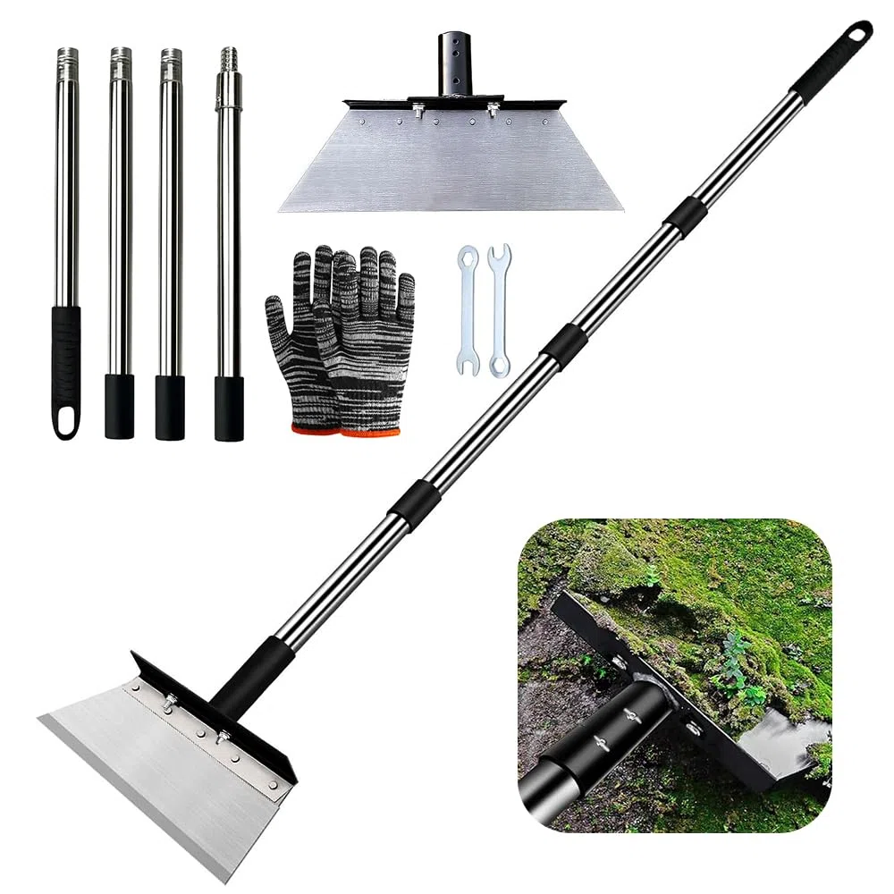 Pala da Giardino Multifunzionale,Pala Per Diserbo con Manico 163 cm, Pala Per La Pulizia Del Giardino, Pala Raschietto da Giardino Piatta,Per Diserbo, Rimozione Ghiaccio, Muschio,Pulizia Agricola