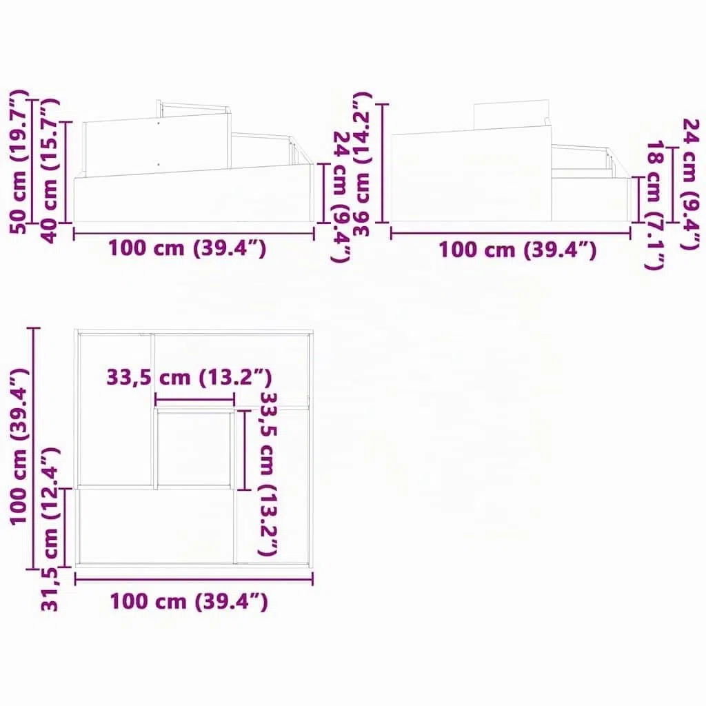 vidaXL Vaso da Giardino Antracite 100 x 100 x 50 cm, Fioriera in Metallo Moderna per Esterni, Decorativa, per Giardino e terrazza, Accessori per Patio, Stile Contemporaneo