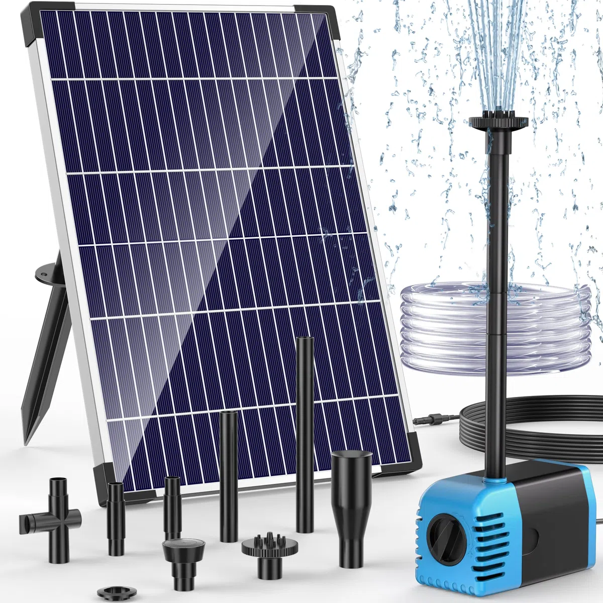 POPOSOAP Pompa dell'acqua solare 12 W, pompa solare per fontana con pompa sommergibile per stagno da 160 GPH, flusso regolabile per fontana solare, stagno, acquario, giardino, piscina, caratteristiche