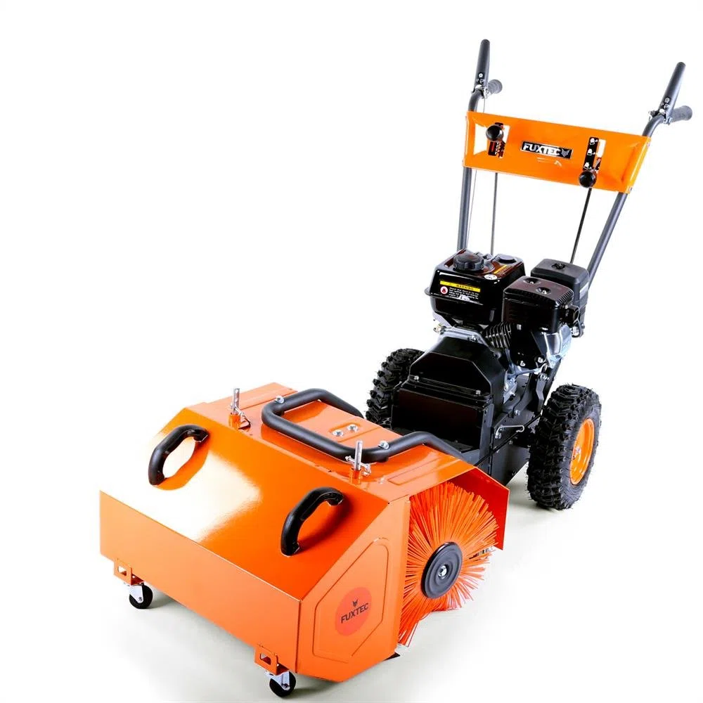 Fuxtec FX-KM196 spazzatrice spazzaneve a Scoppio da 196 CC con spazzole - Accessori opzionali Disponibili spazzaneve, Contenitore rifiuti.