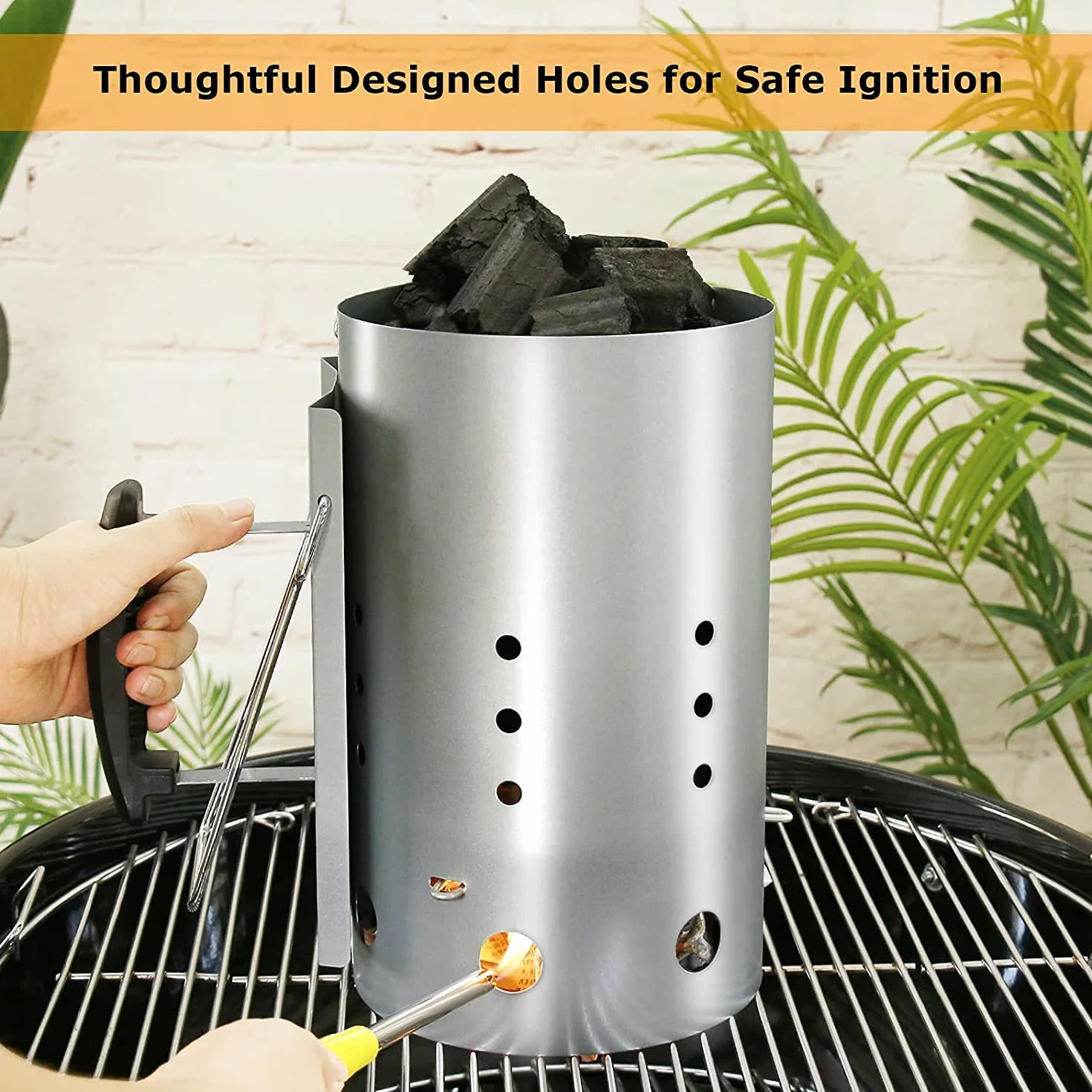 GFTIME Ciminiera di Accensione per Weber con Maniglia di Sicurezza,30 cm H e 19 cm Dia, Motorino d'avviamento, Accessorio per BBQ per Weber 7416, Barbecue ad Avvio rapido per Campeggio e grigliate.