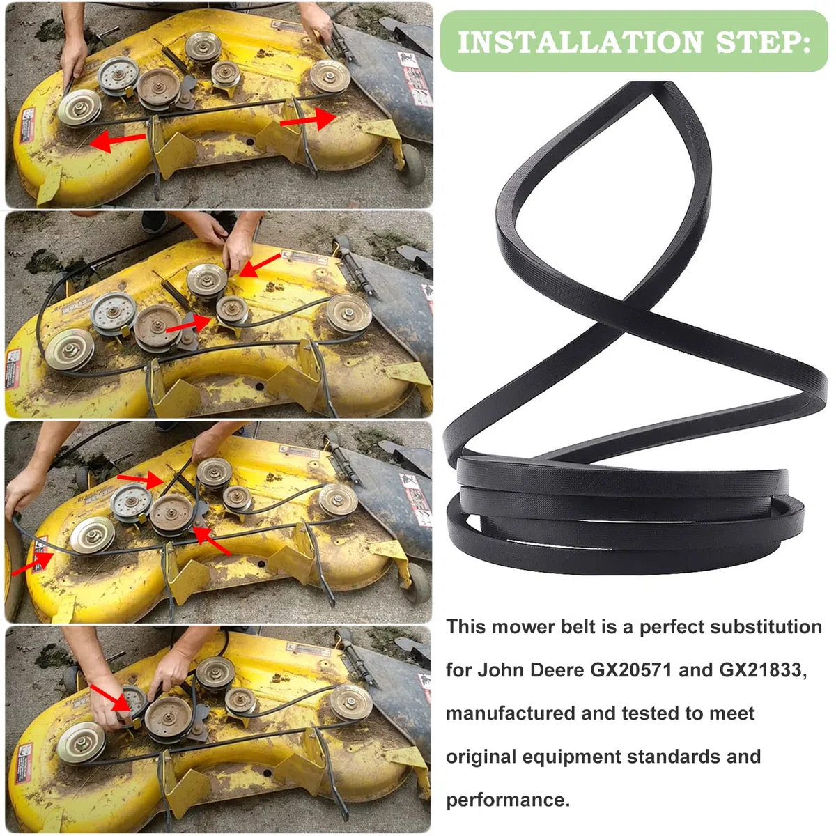 Cinghia trapezoidale per tosaerba, 122 cm, adatta per John Deere GX21833 GX20571 D140 D150 D160 L120 L130 LA130 LA140 LA145 LA155 LA165 X140 ecc