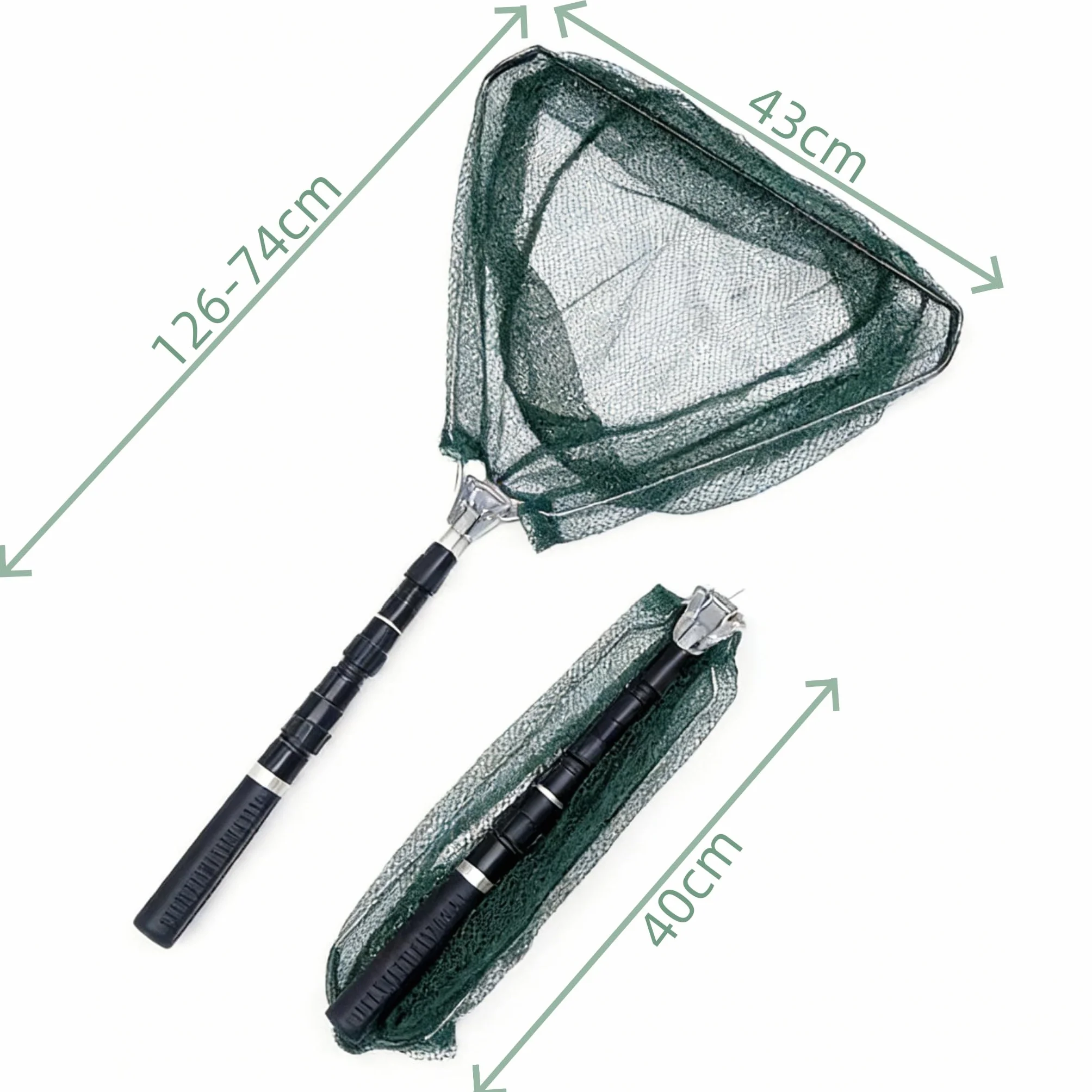 Rete da Pesca Telescopica da 130cm Guadino Pesca Telescopico Triangolo Retino da Pesce Pieghevole Rete da Pesce con Manico in Lega di Alluminio per Oggetti Galleggianti, Stagni, Trota, Carpa