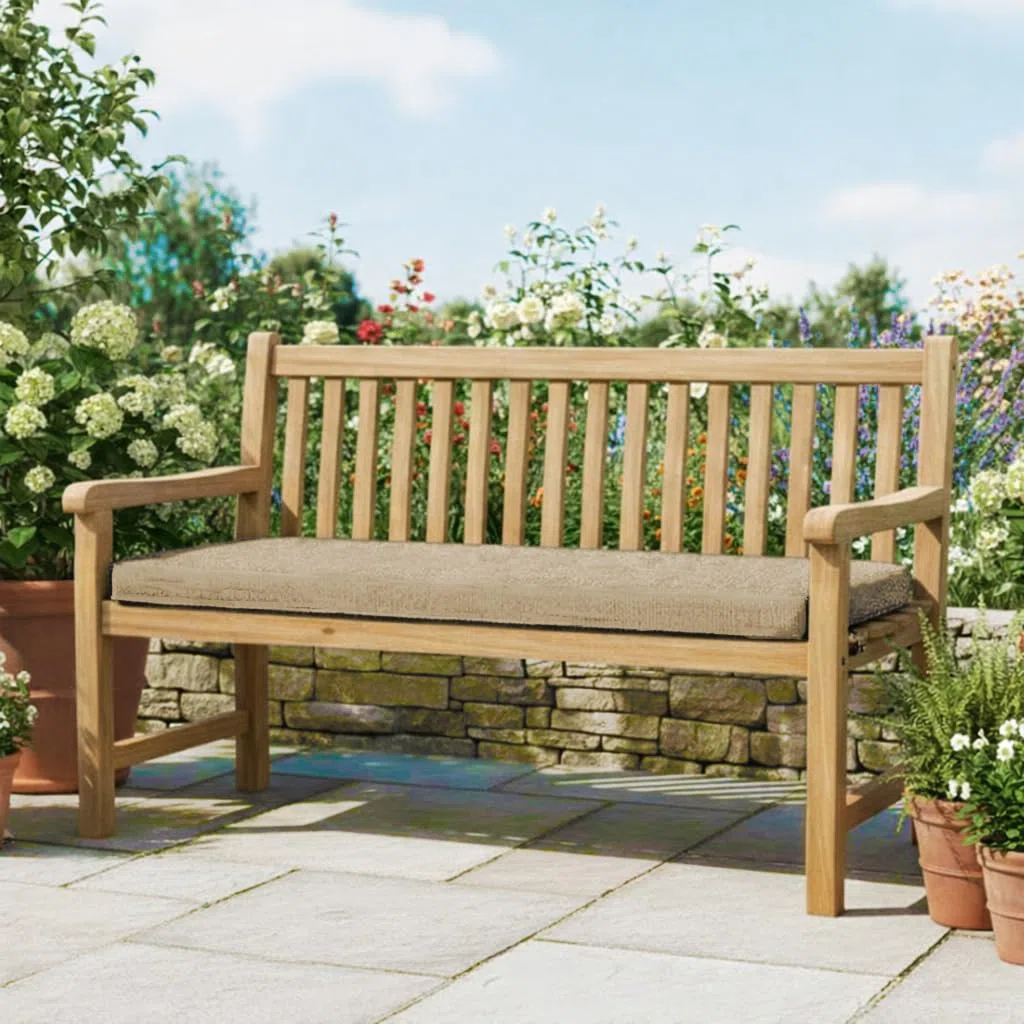 HAND Cuscino per Panca 120x40 cm - Interno ed Esterno - Seduta Imbottita, Morbida e Resistente - Per Giardino, Patio, Cucina - Prodotto in Italia (Tortora)