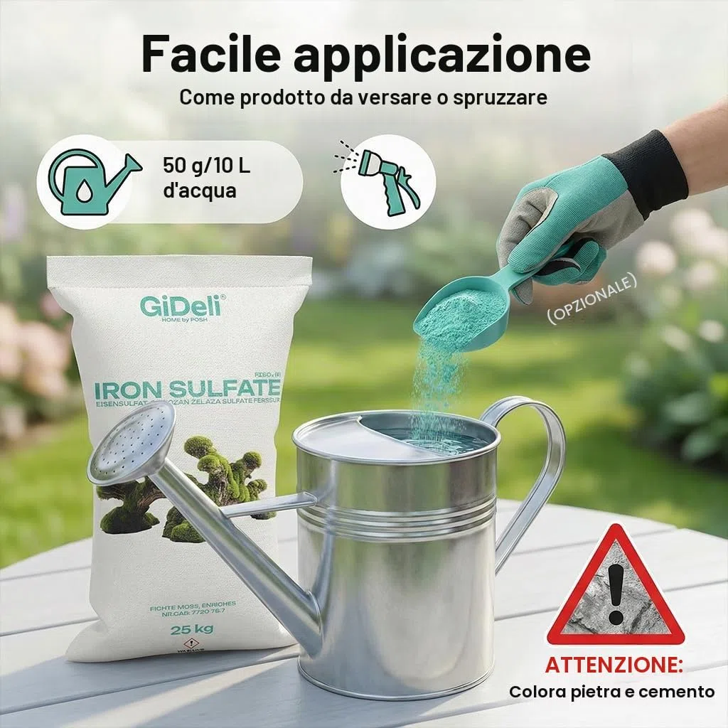 GiDeli Solfato di ferro 5 kg eptahidrato ortensia fertilizzante per il giardino e l'agricoltura FeSO4