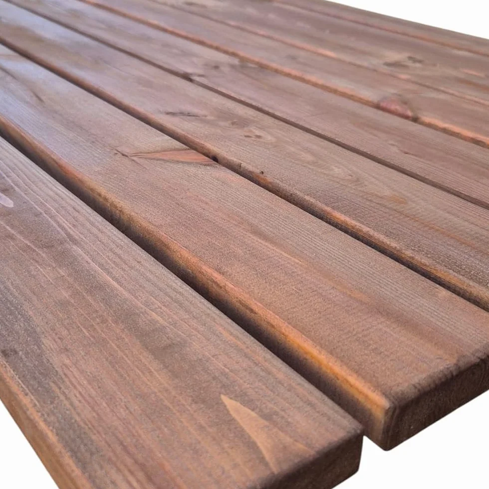 Pedana doccia antiscivolo 118x78 cm, in legno di pino impregnato, Colore Teak