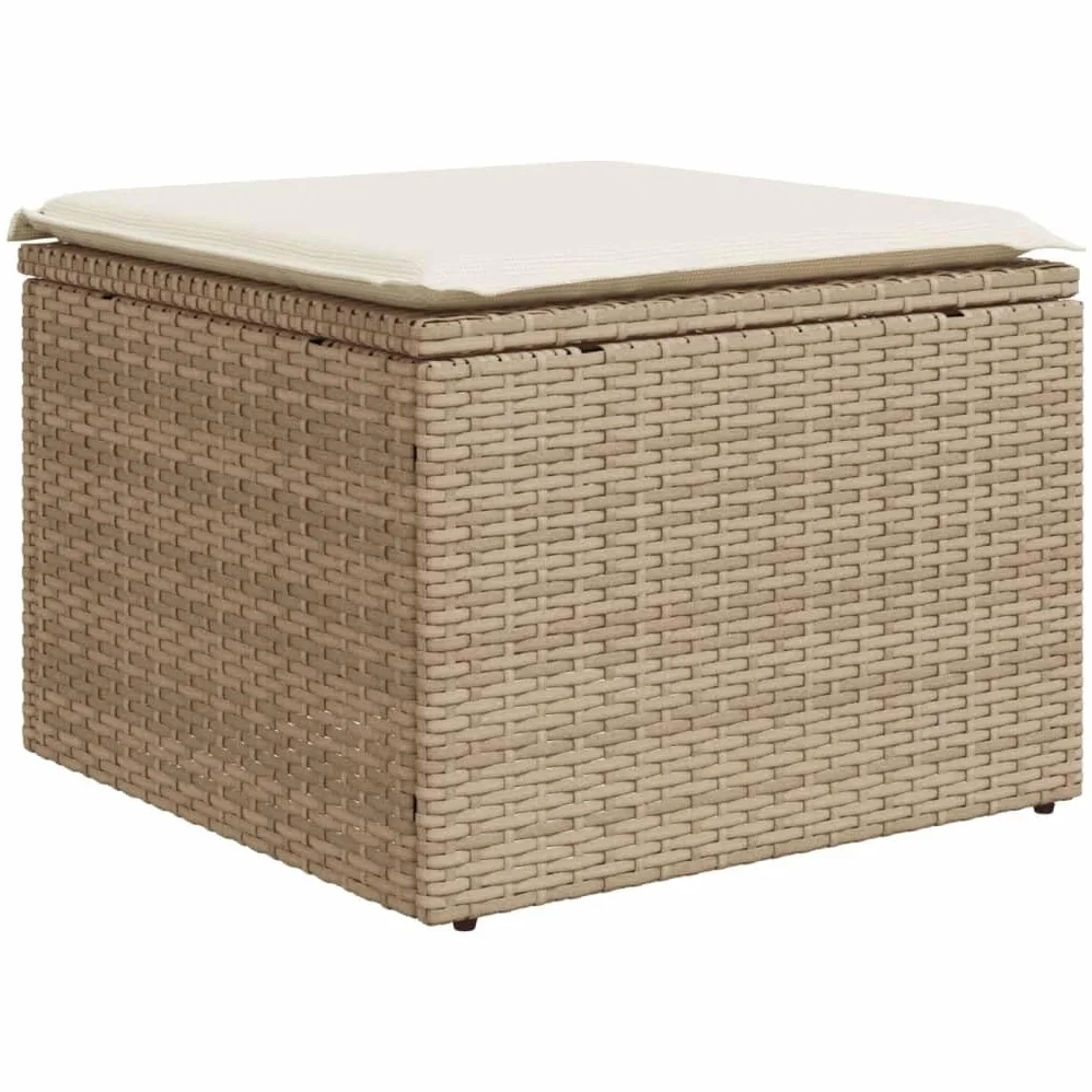 vidaXL Sgabello Giardino con Cuscino Beige 55x55x37 cm in Polyrattan