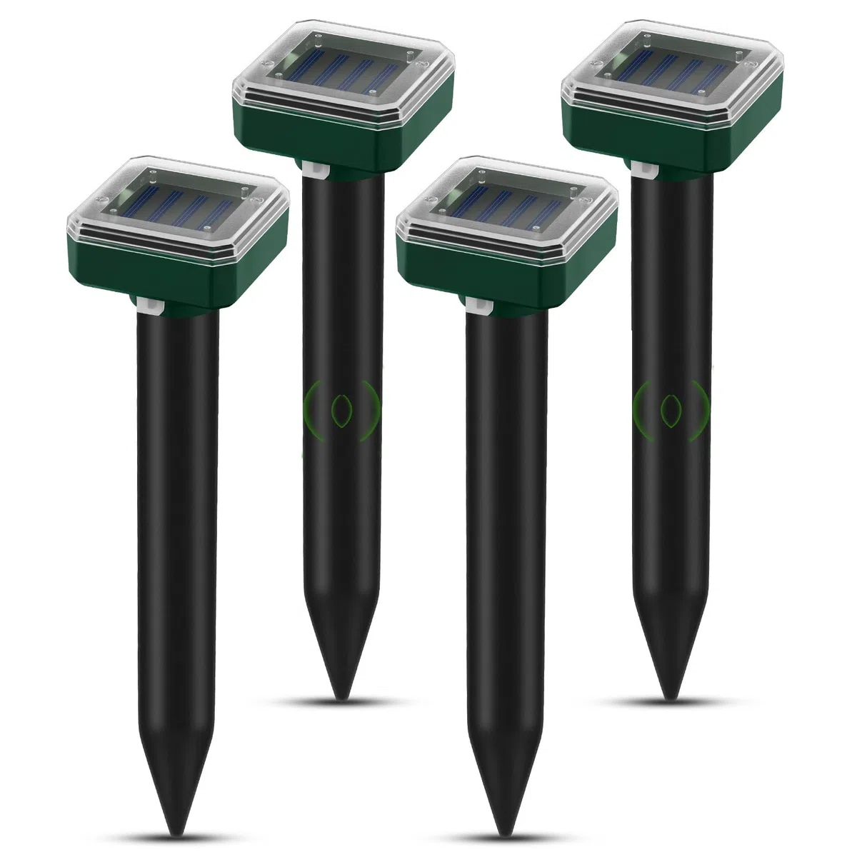 Scaccia Talpe Solare 4 Pezzi, Batteria Ricaricabile da 600mAh, Ultrasuoni Repellente Impermeabile per Talpe, Topi, Serpenti e Gopher, Efficace fino a 360 m², Ideale per Giardini, Prati e Aree Esterne