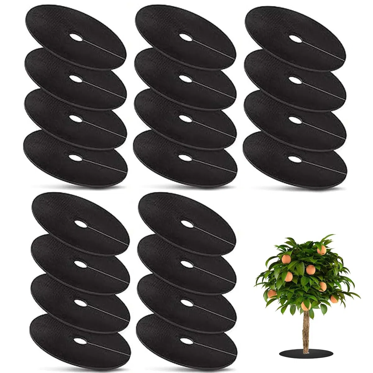 MEISO 20 Pezzi Dischi Pacciamatura per Alberi, Anelli Pacciamatura per Alberi Non Tessuto, Tappetino Pacciamante Anti-Erbacce Rotondo, Tappetino Protezione Albero per Controllo delle Erbacce (32cm)